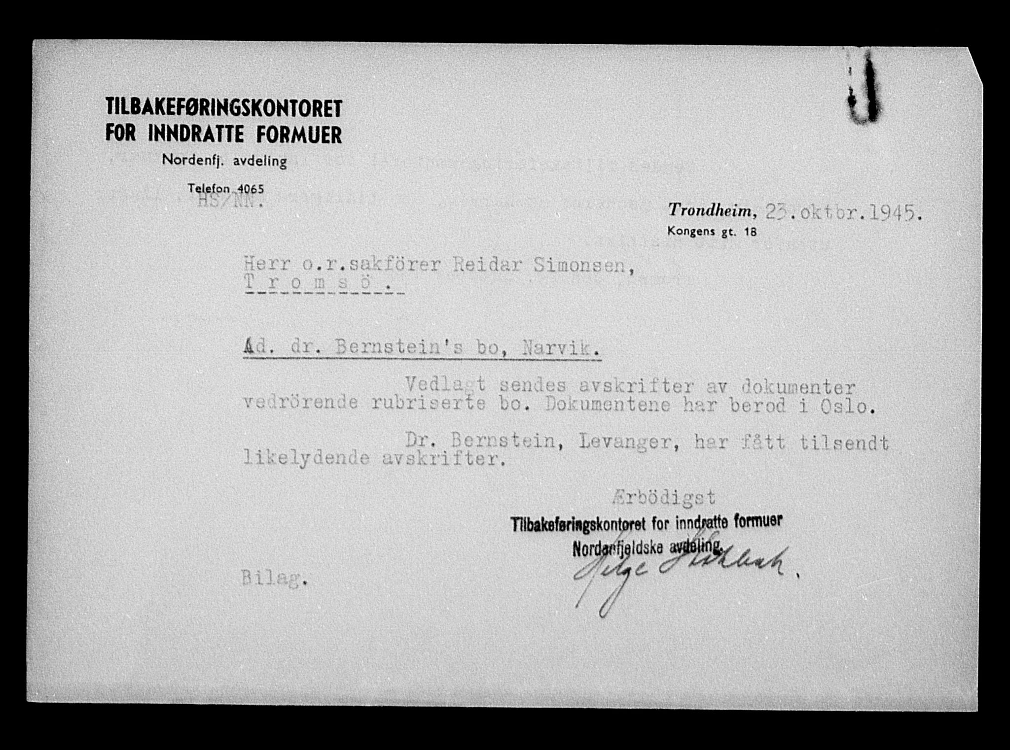 Justisdepartementet, Tilbakeføringskontoret for inndratte formuer, AV/RA-S-1564/H/Hc/Hcb/L0910: --, 1945-1947, p. 266