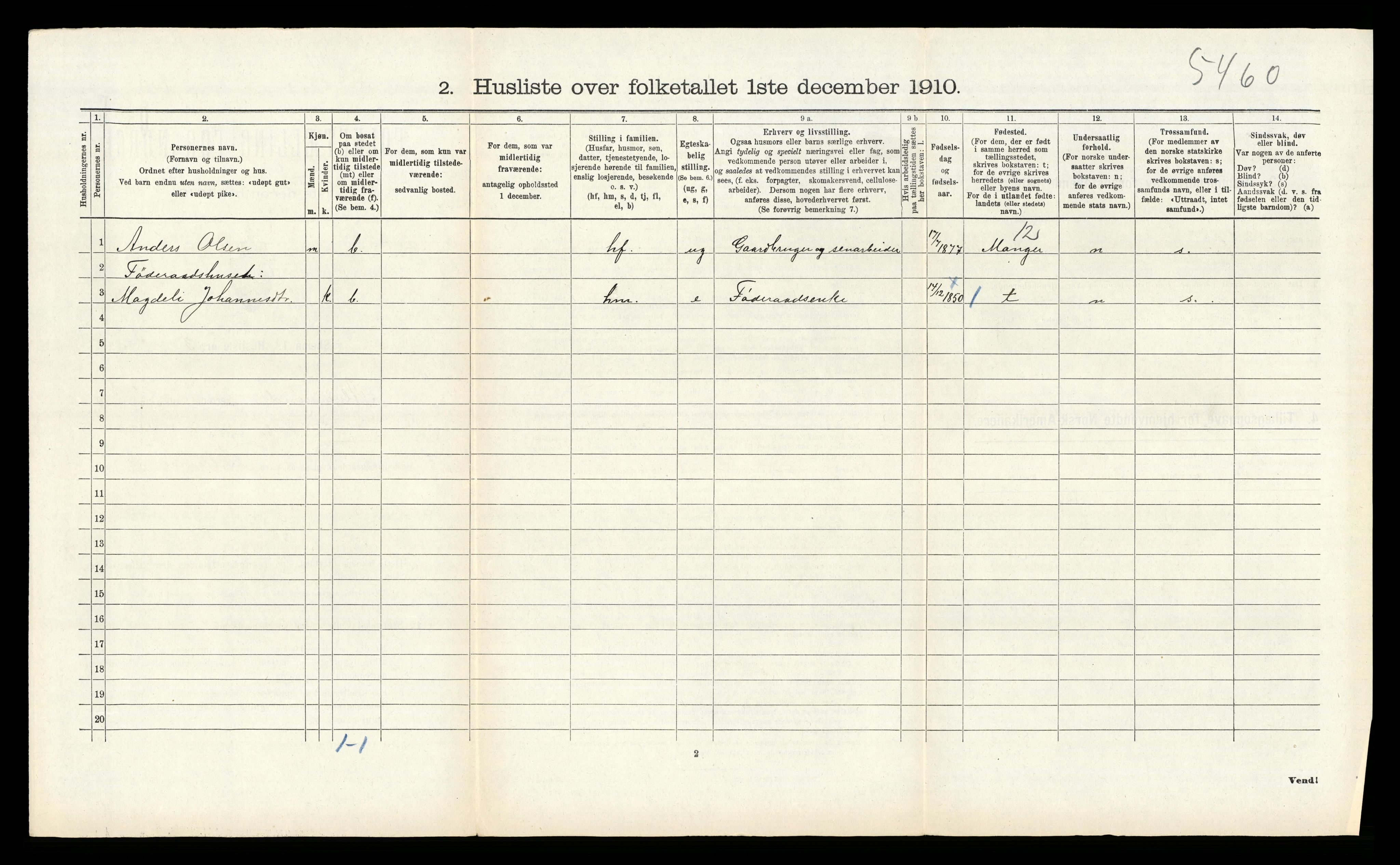 RA, 1910 census for Alversund, 1910, p. 767