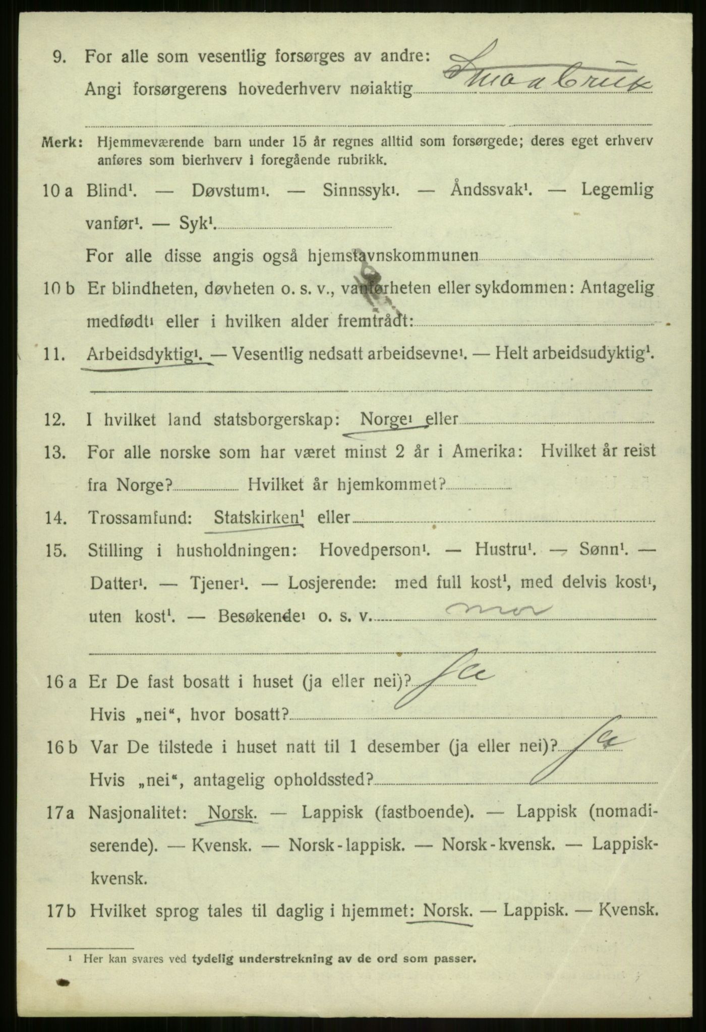 SATØ, 1920 census for Lavangen, 1920, p. 1900