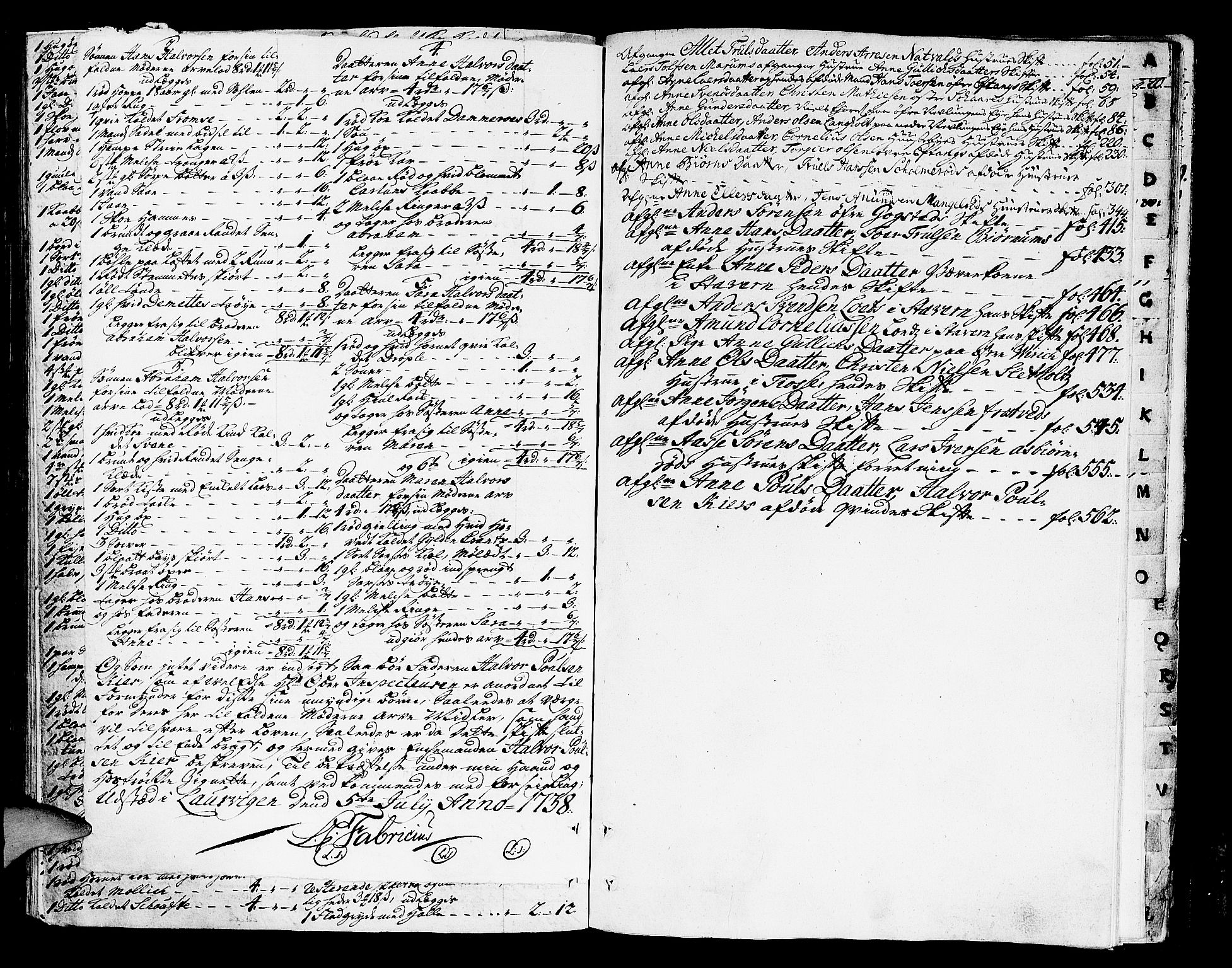 Larvik sorenskriveri, SAKO/A-83/H/Hd/Hda/L0008: Skifteprotokoll, 1734-1738, p. 563b-564a