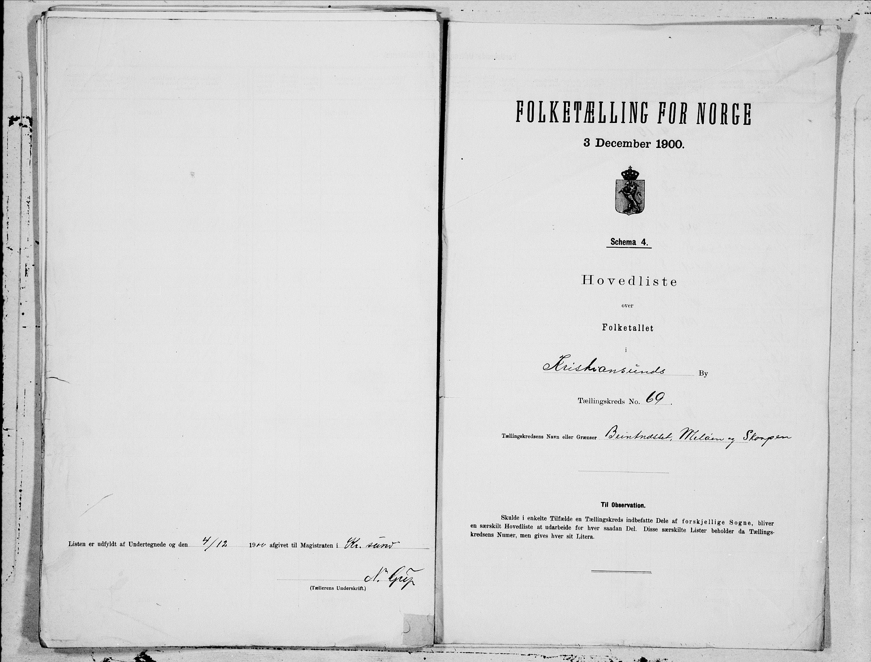 SAT, 1900 census for Kristiansund, 1900, p. 138