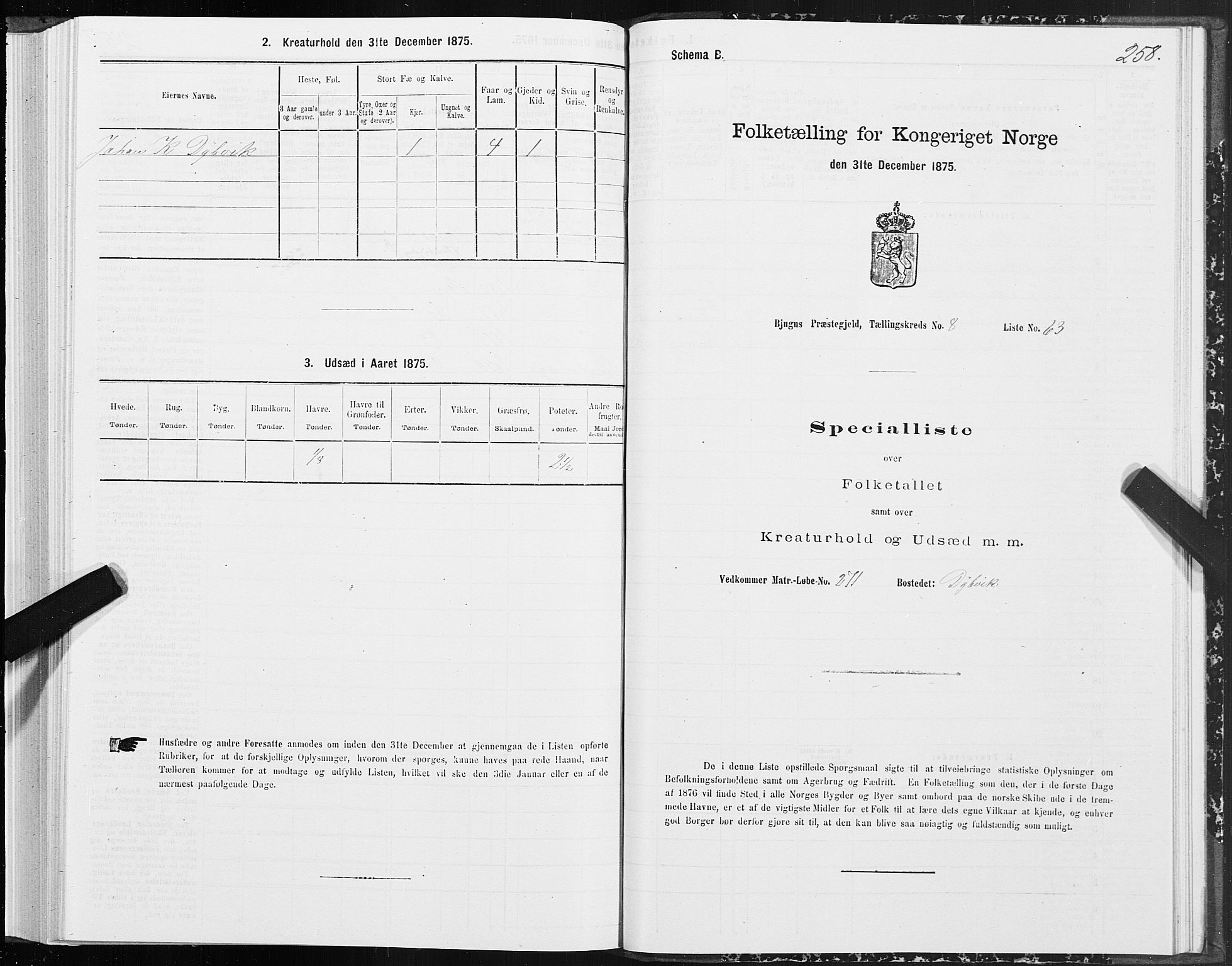 SAT, 1875 census for 1627P Bjugn, 1875, p. 4258