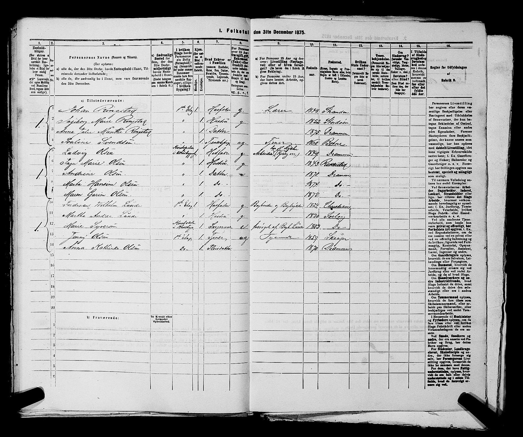 SAKO, 1875 census for 0602 Drammen, 1875, p. 1758