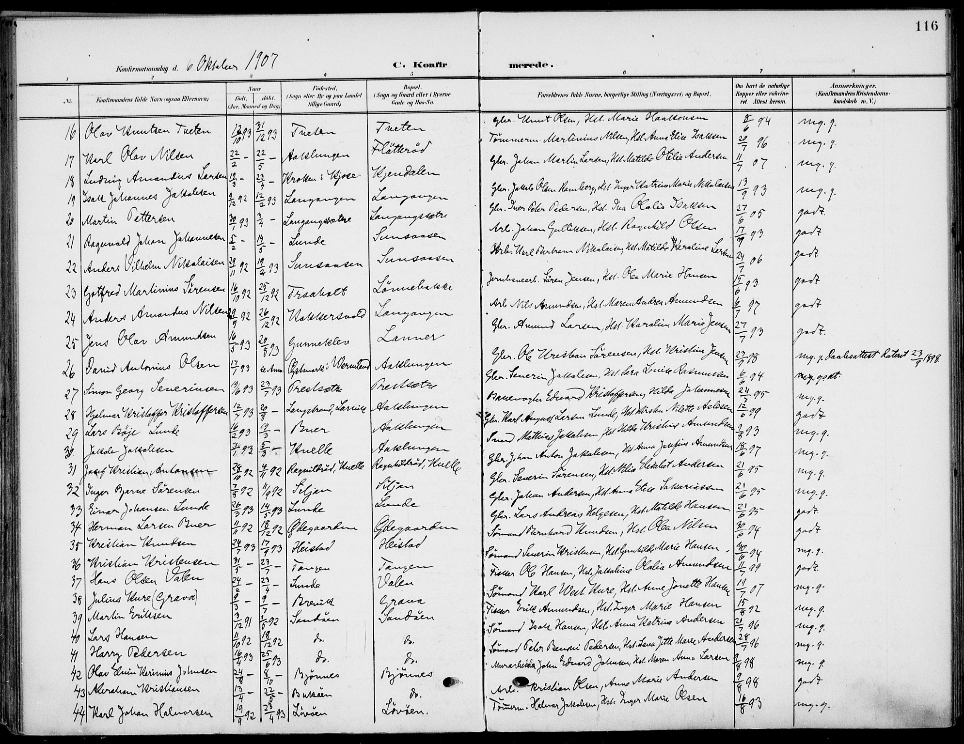 Eidanger kirkebøker, SAKO/A-261/F/Fa/L0013: Parish register (official) no. 13, 1900-1913, p. 116
