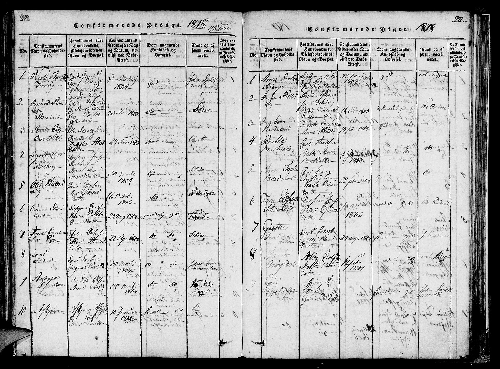 Lund sokneprestkontor, AV/SAST-A-101809/S06/L0005: Parish register (official) no. A 5, 1815-1833, p. 242