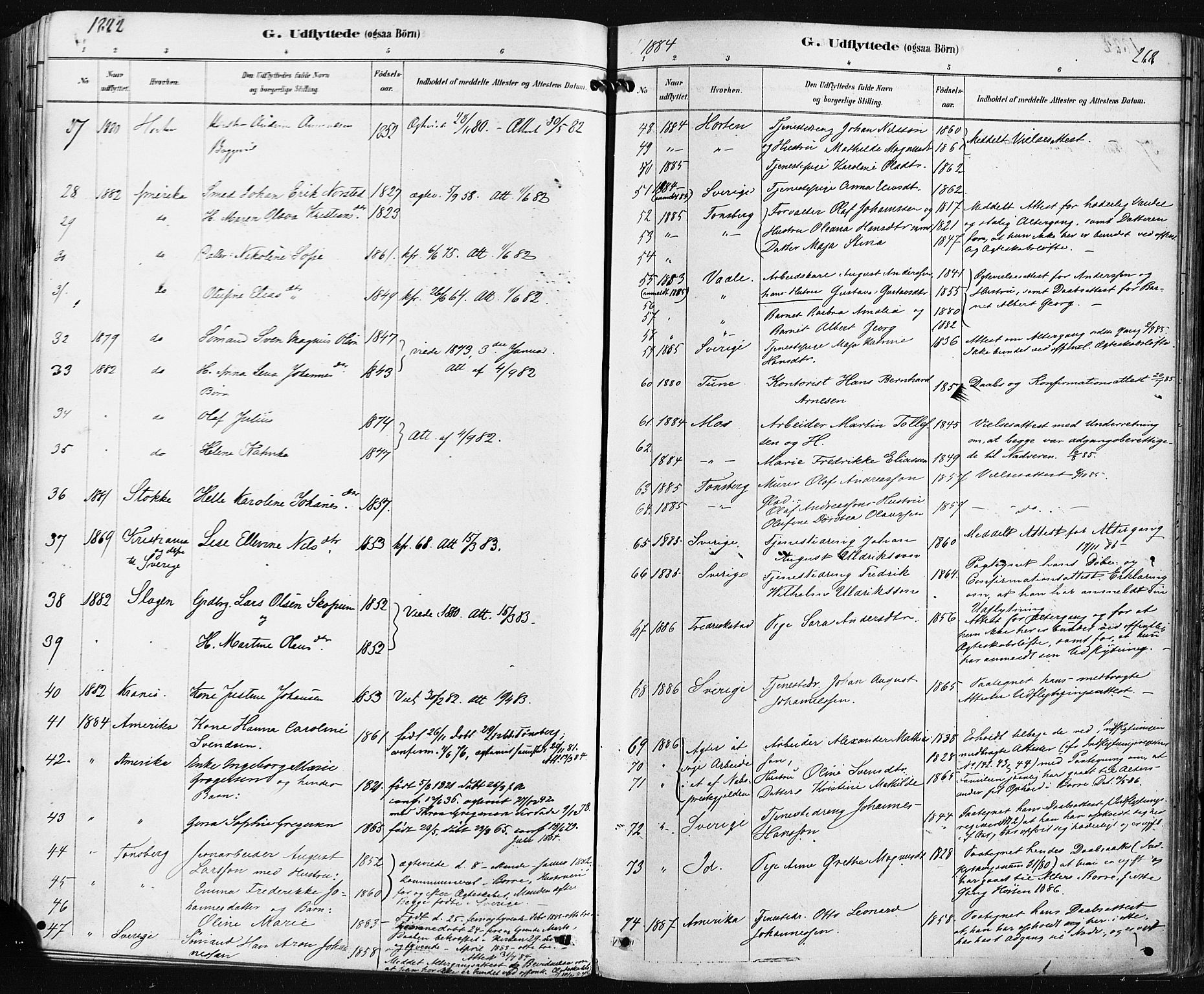 Borre kirkebøker, SAKO/A-338/F/Fa/L0009: Parish register (official) no. I 9, 1878-1896, p. 268