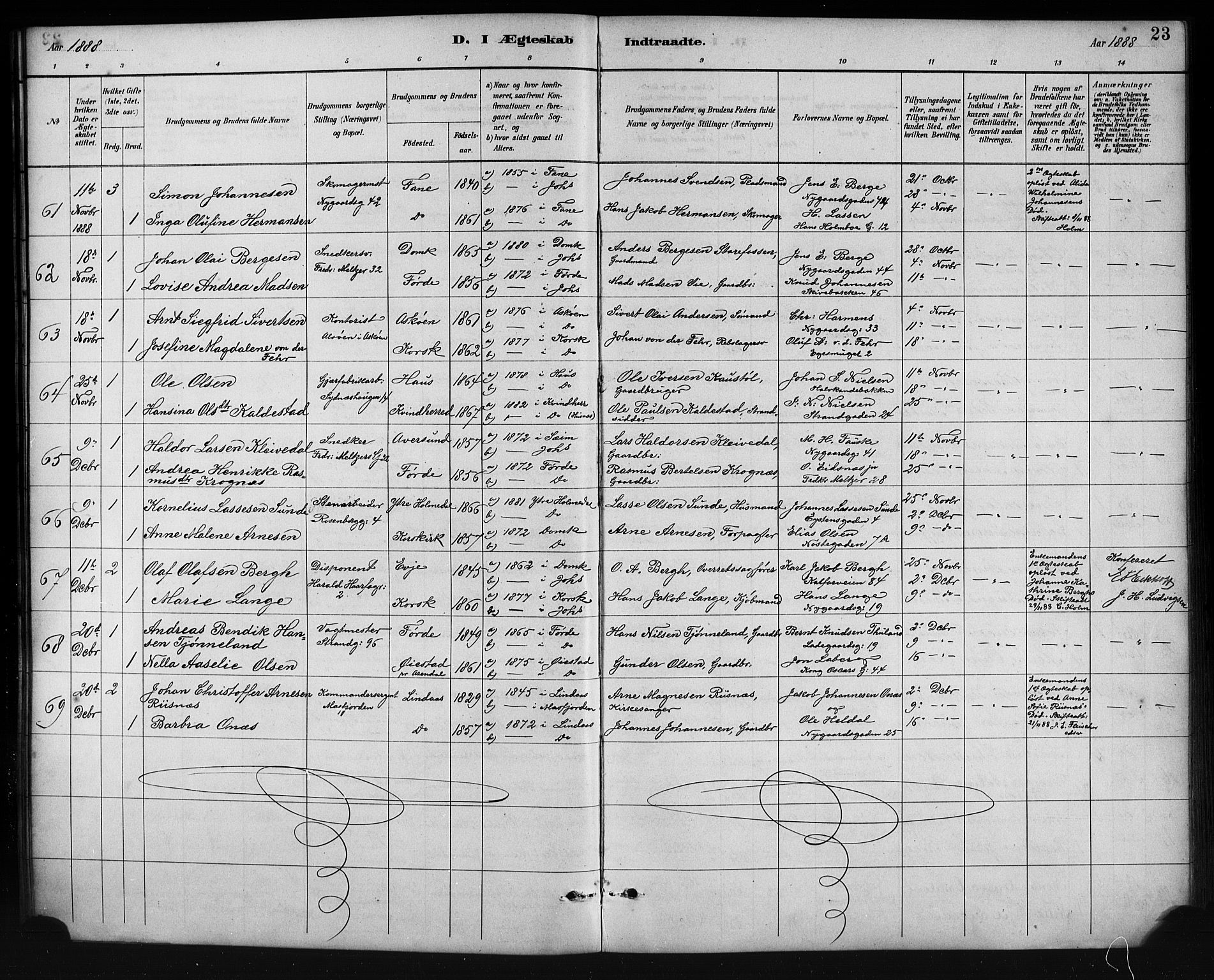 Johanneskirken sokneprestembete, AV/SAB-A-76001/H/Hab: Parish register (copy) no. C 1, 1885-1912, p. 23