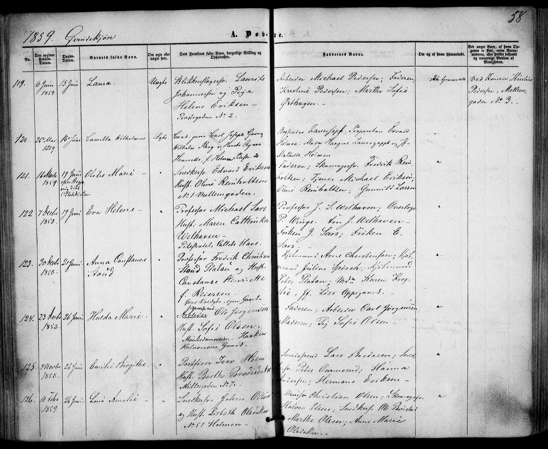 Trefoldighet prestekontor Kirkebøker, SAO/A-10882/F/Fa/L0001: Parish register (official) no. I 1, 1858-1863, p. 58