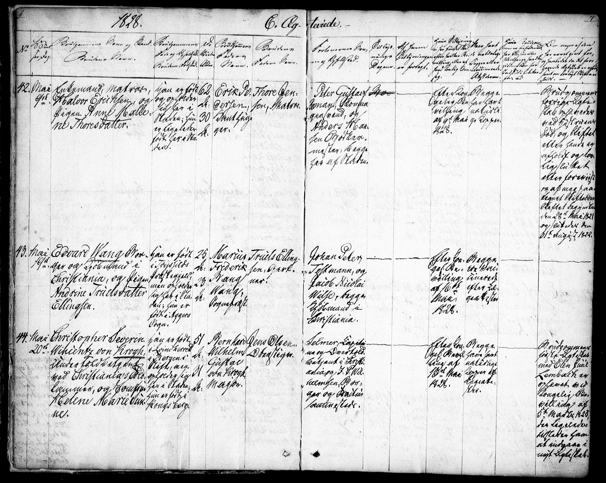 Oslo domkirke Kirkebøker, SAO/A-10752/F/Fa/L0019: Parish register (official) no. 19, 1828-1847, p. 6-7