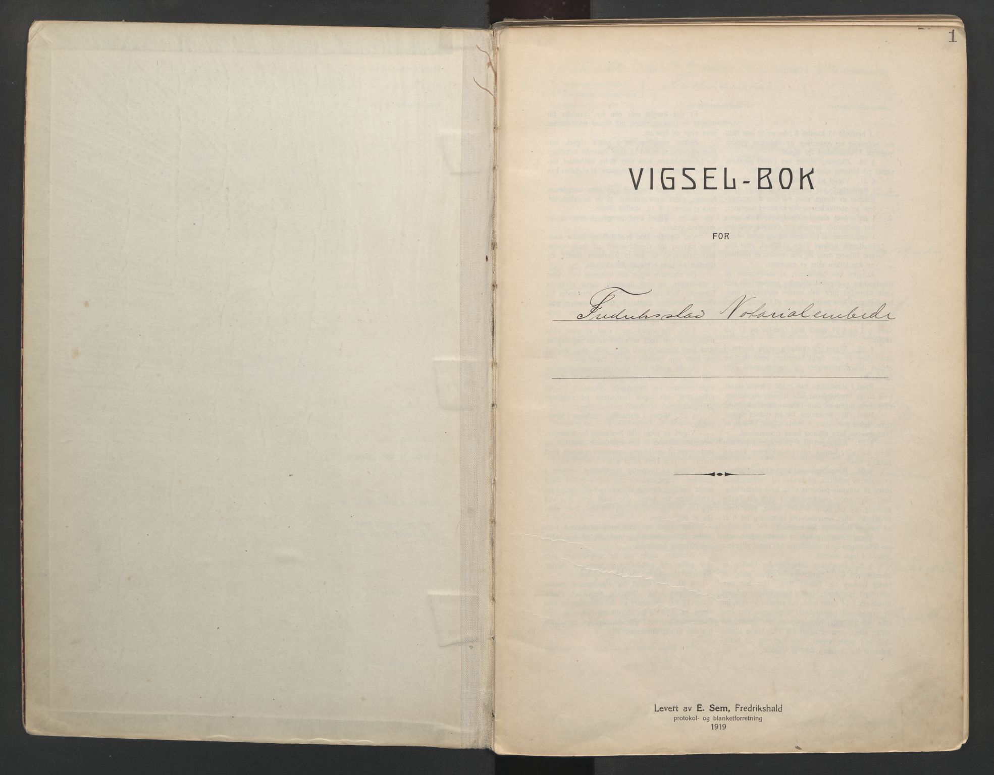 Fredrikstad byfogd, AV/SAO-A-10473a/L/Lc/L0001: Vigselsbok, 1920-1937, p. 1