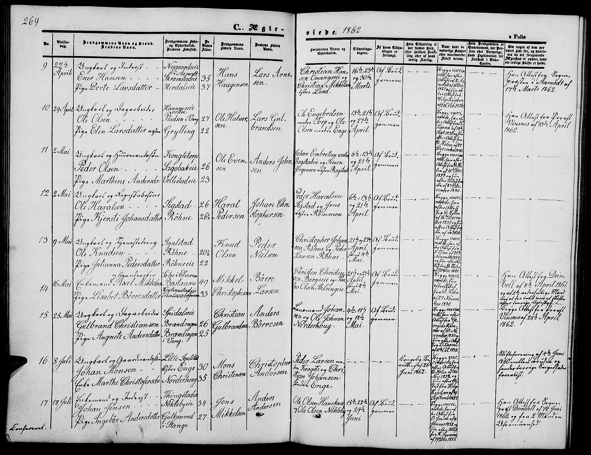 Løten prestekontor, AV/SAH-PREST-022/L/La/L0003: Parish register (copy) no. 3, 1850-1862, p. 269