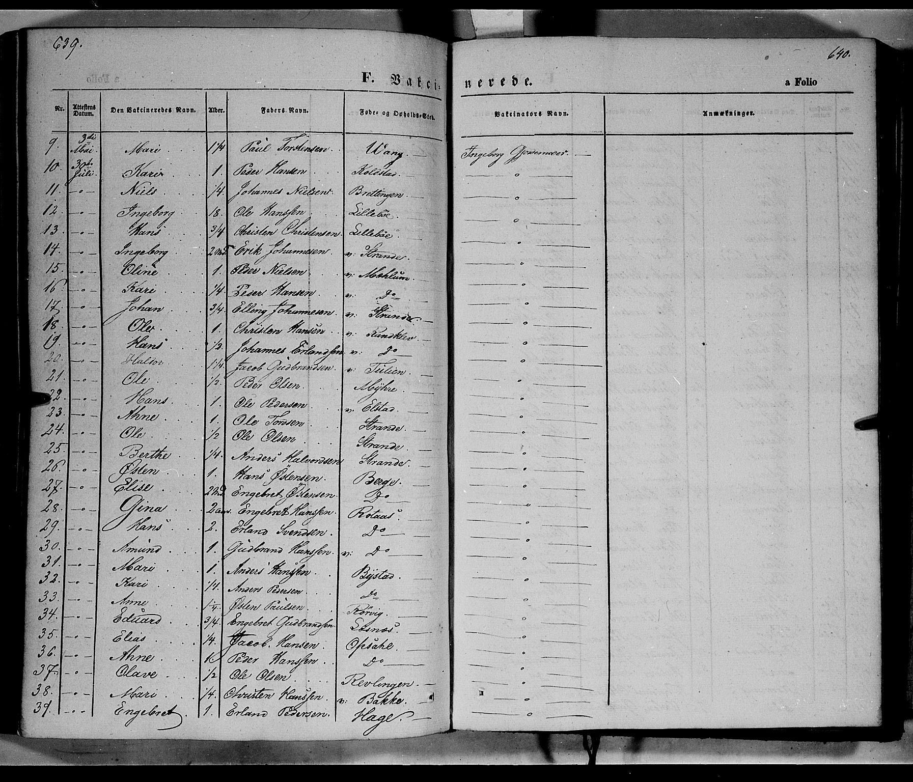 Ringebu prestekontor, SAH/PREST-082/H/Ha/Haa/L0006: Parish register (official) no. 6, 1848-1859, p. 639-640