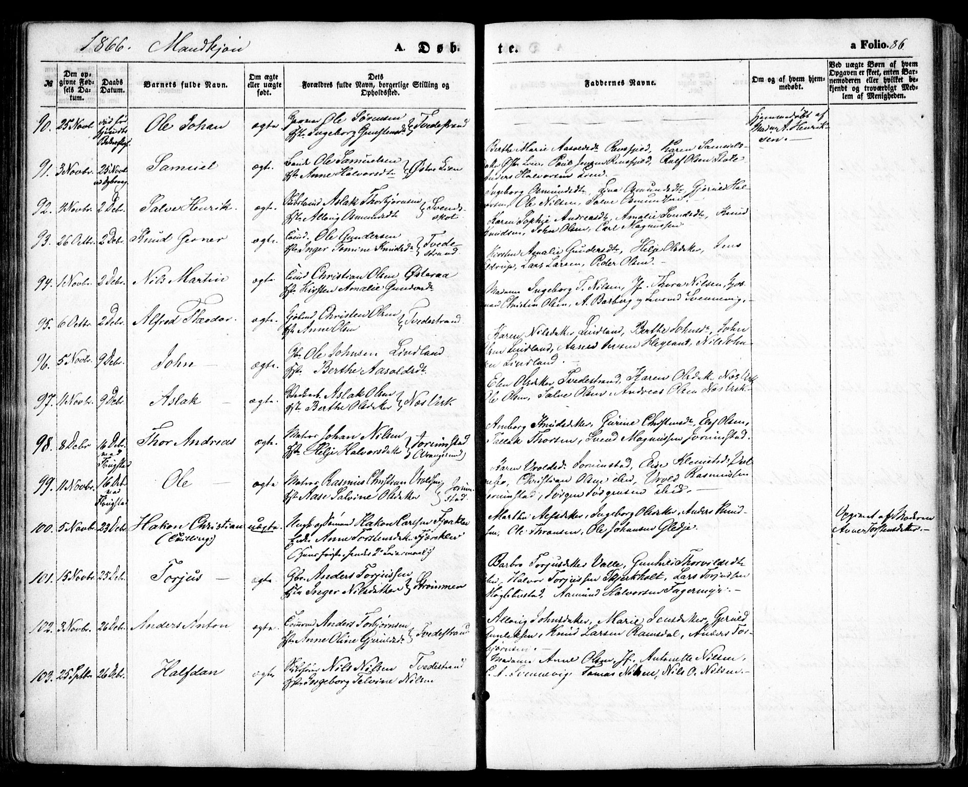 Holt sokneprestkontor, AV/SAK-1111-0021/F/Fa/L0009: Parish register (official) no. A 9, 1861-1871, p. 86