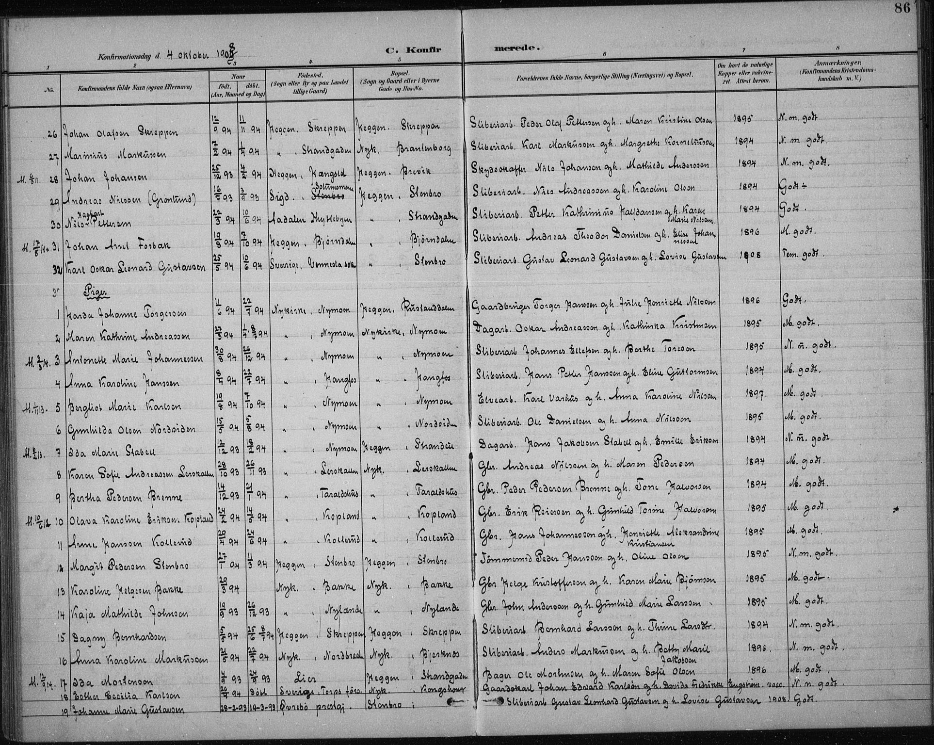 Modum kirkebøker, AV/SAKO-A-234/F/Fa/L0017: Parish register (official) no. 17, 1900-1915, p. 86