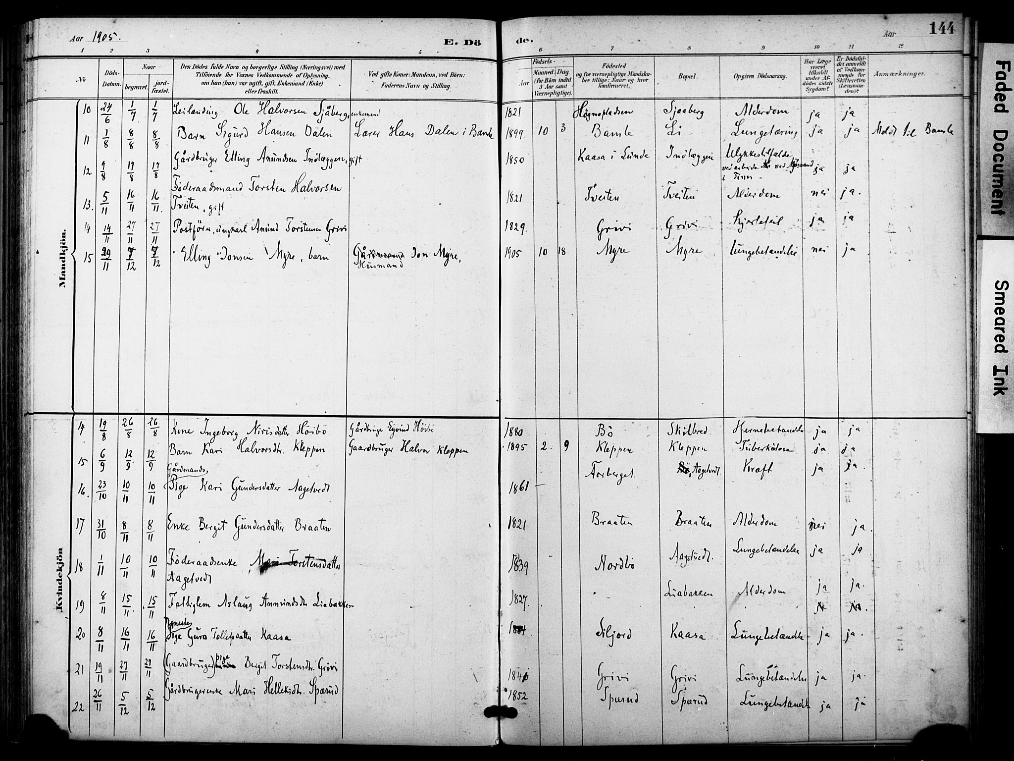 Bø kirkebøker, AV/SAKO-A-257/F/Fa/L0012: Parish register (official) no. 12, 1900-1908, p. 144
