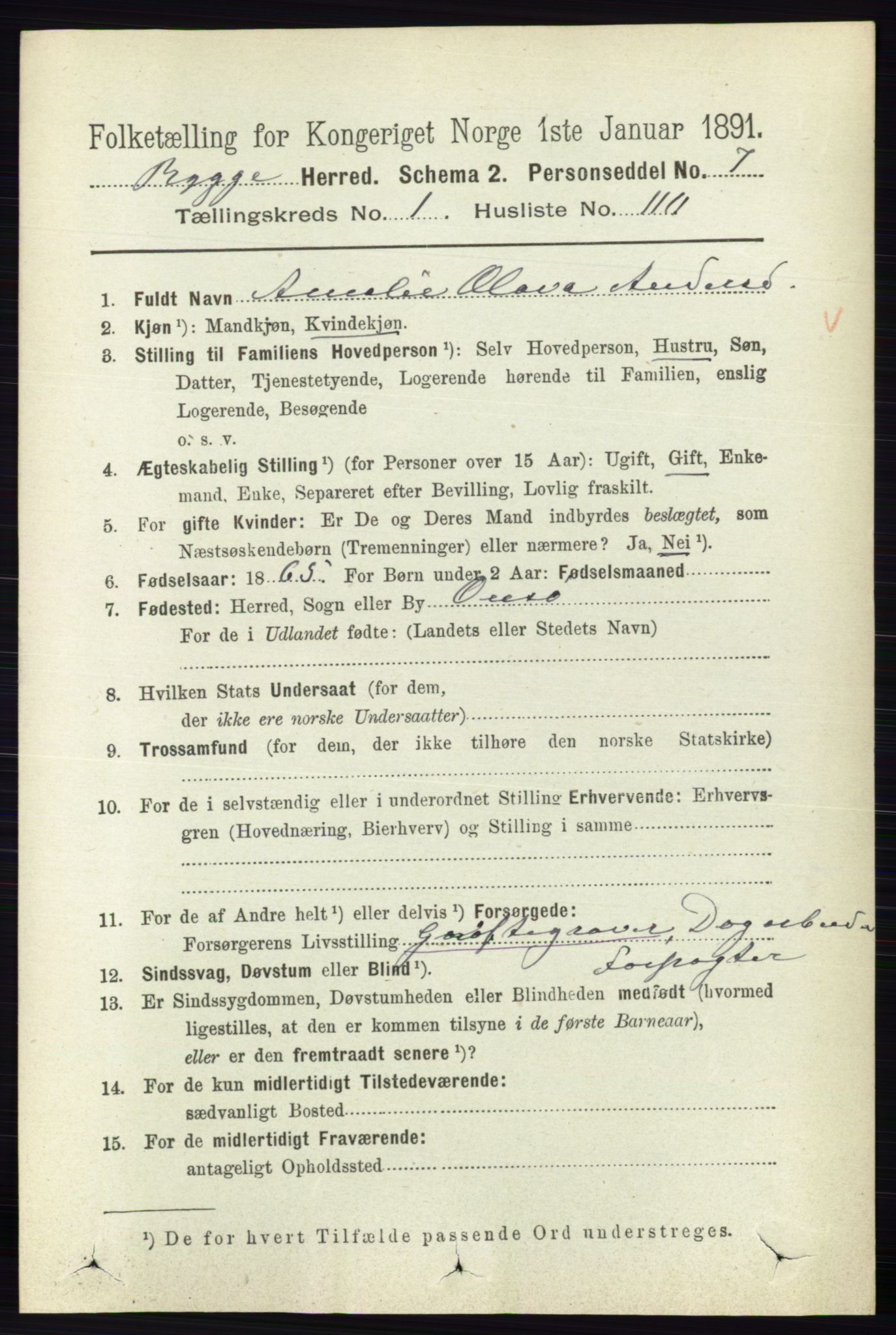 RA, 1891 census for 0136 Rygge, 1891, p. 807