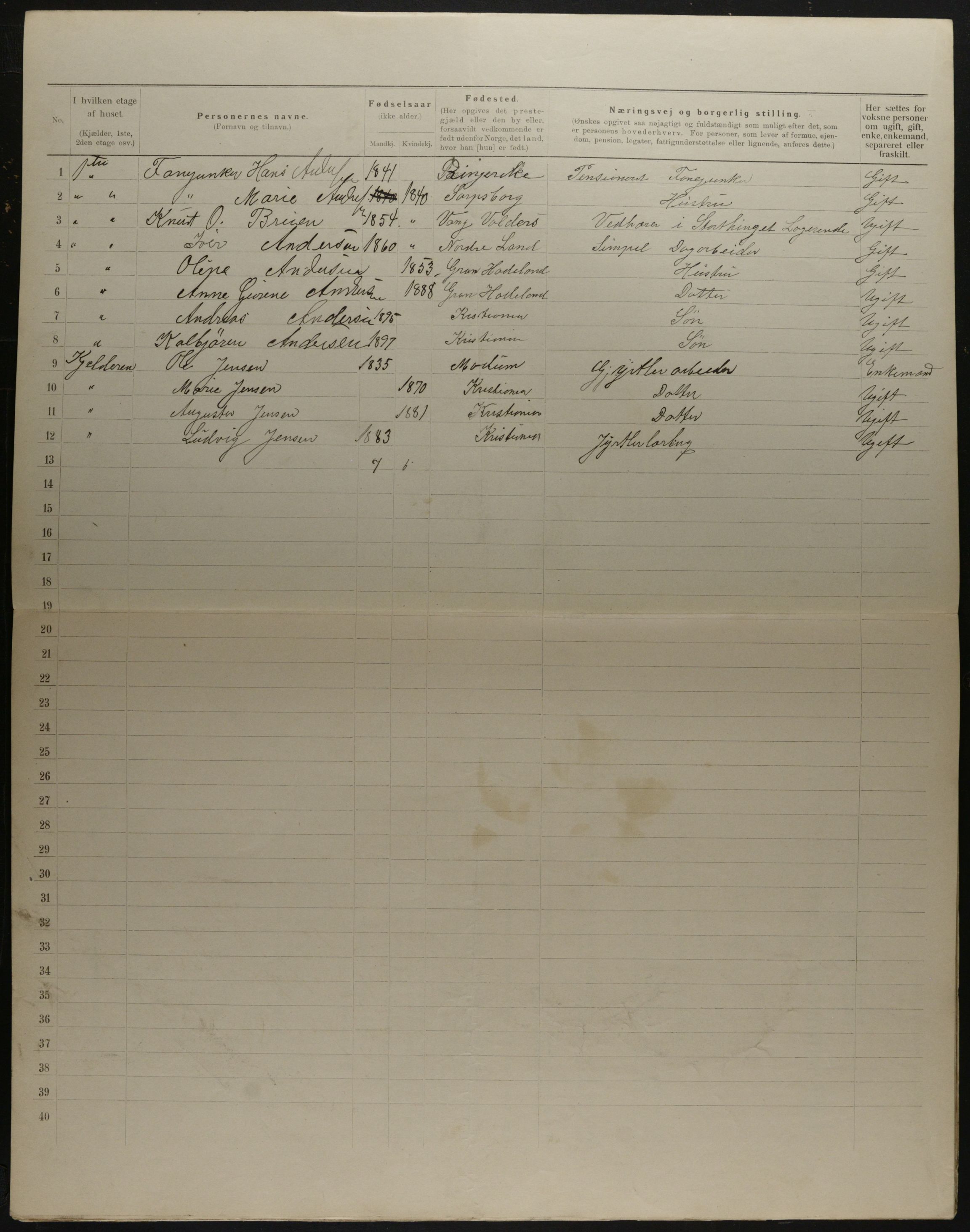 OBA, Municipal Census 1901 for Kristiania, 1901, p. 16556