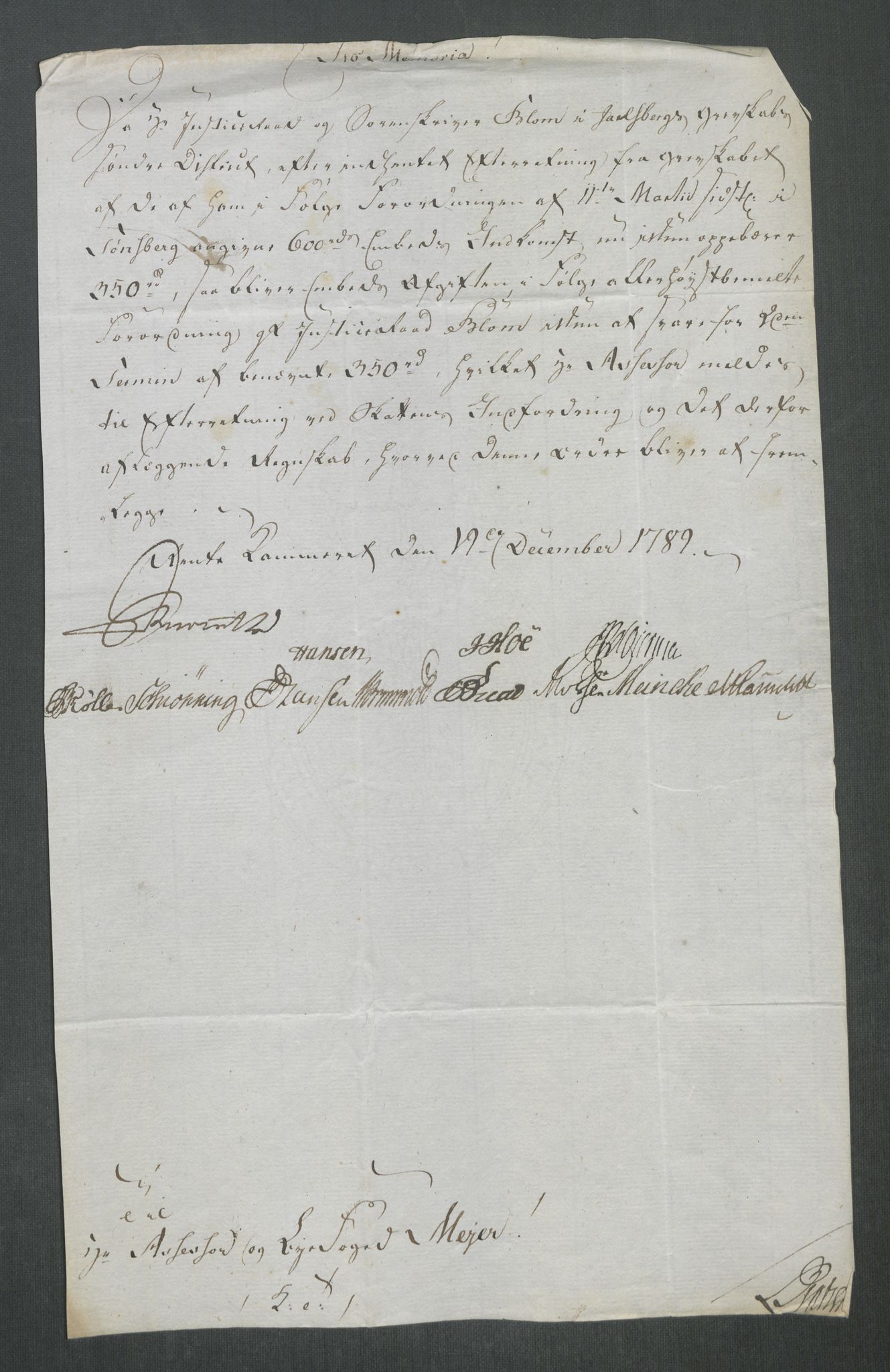 Rentekammeret inntil 1814, Reviderte regnskaper, Mindre regnskaper, AV/RA-EA-4068/Rf/Rfe/L0053: Trondheim. Tønsberg, Valdres fogderi, 1789, p. 266