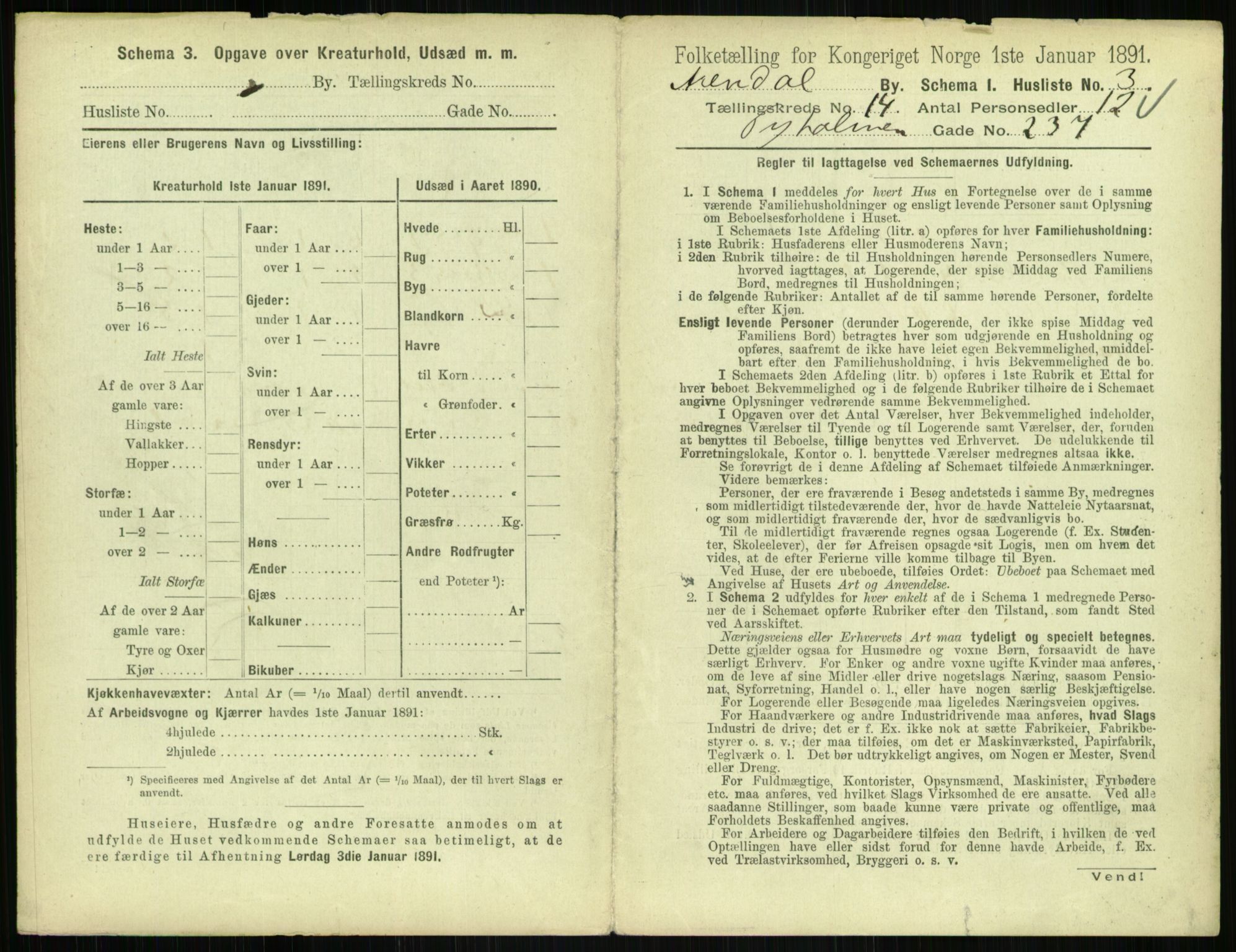 RA, 1891 census for 0903 Arendal, 1891, p. 742