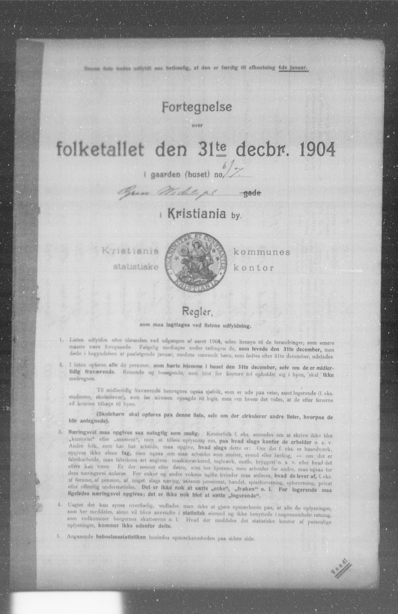 OBA, Municipal Census 1904 for Kristiania, 1904, p. 6044