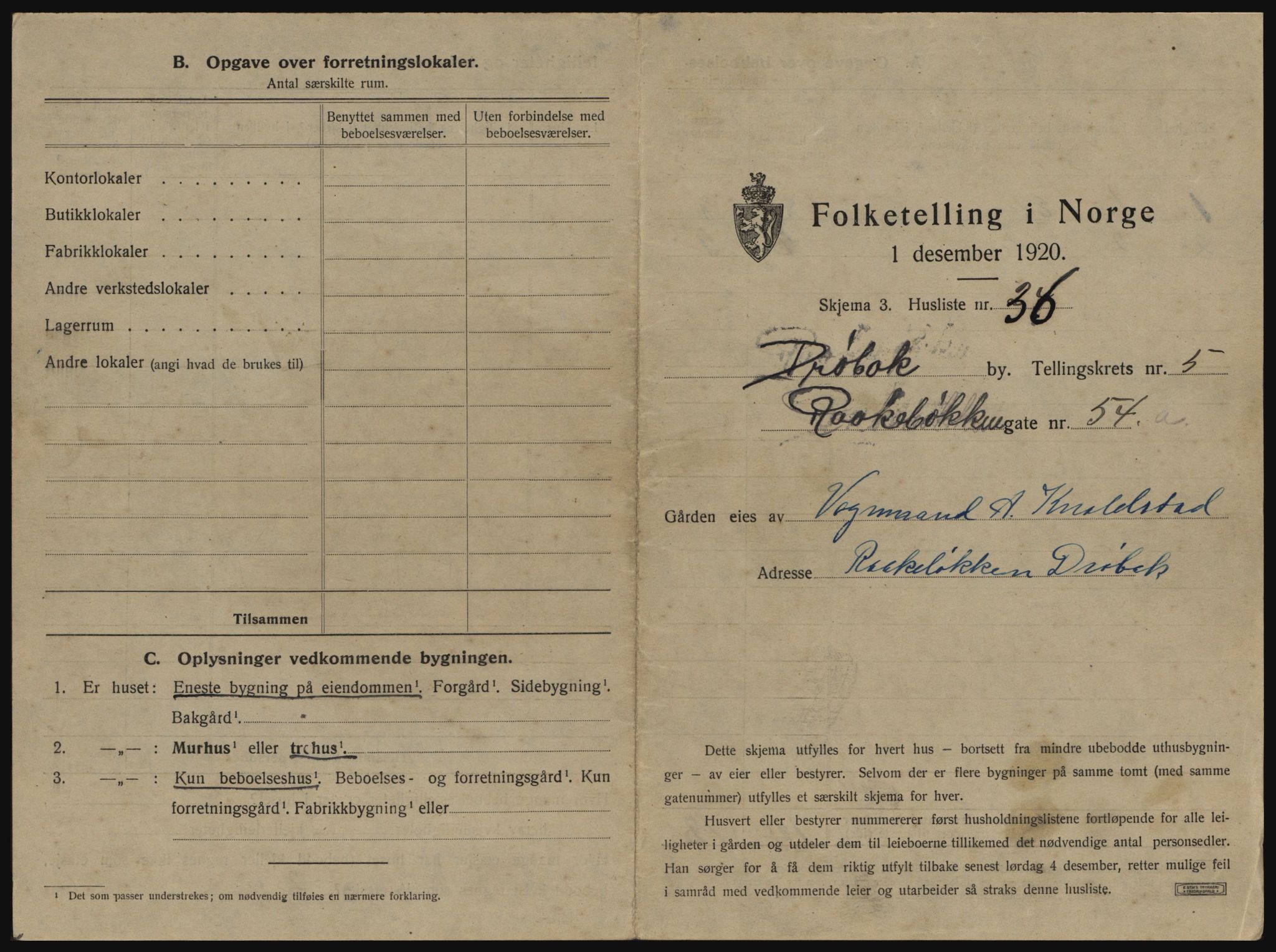 SAO, 1920 census for Drøbak, 1920, p. 513