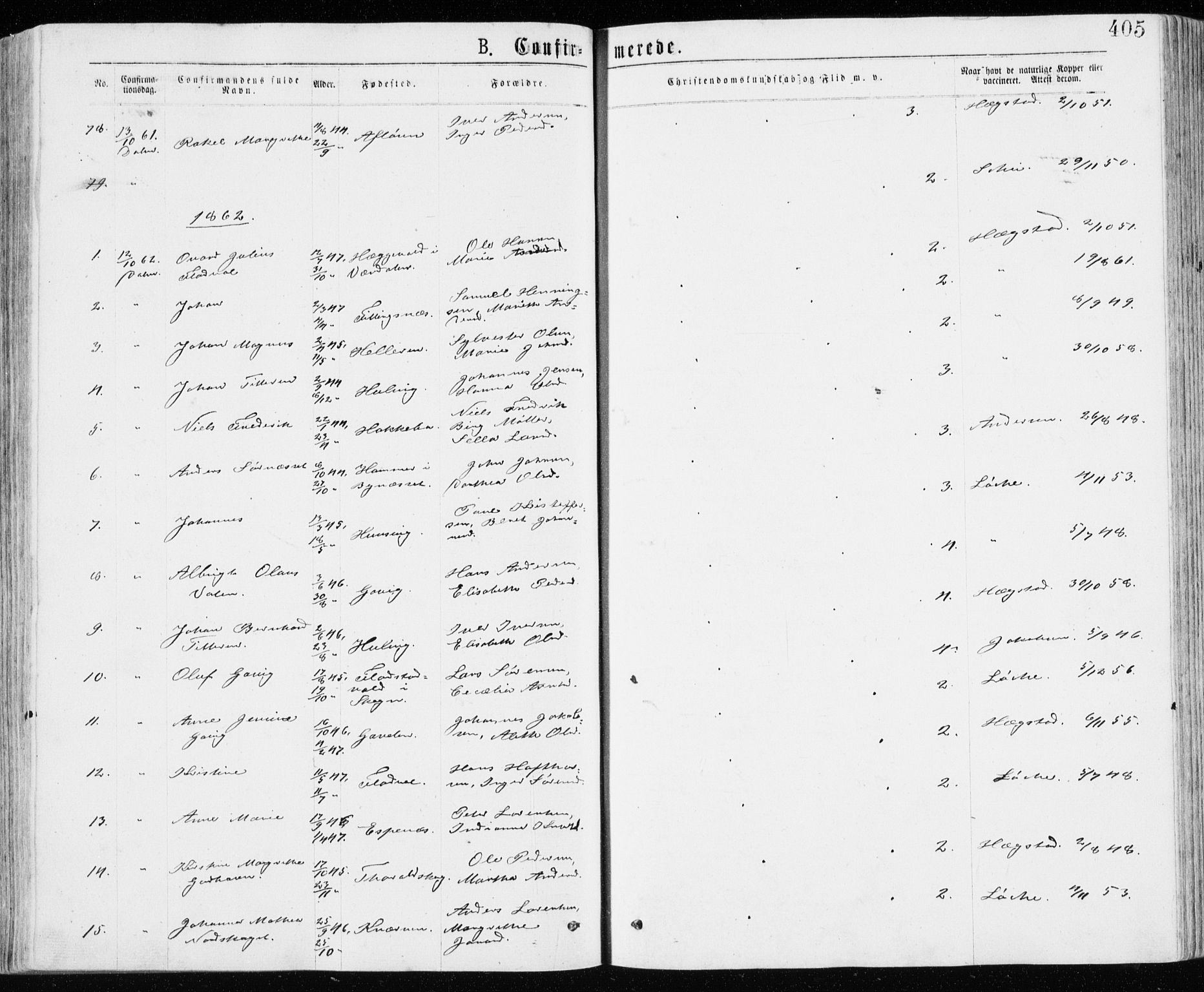 Ministerialprotokoller, klokkerbøker og fødselsregistre - Sør-Trøndelag, SAT/A-1456/640/L0576: Parish register (official) no. 640A01, 1846-1876, p. 405