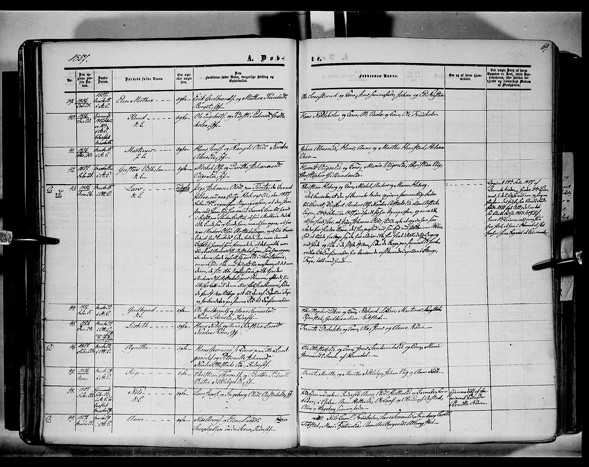 Stange prestekontor, SAH/PREST-002/K/L0012: Parish register (official) no. 12, 1852-1862, p. 69