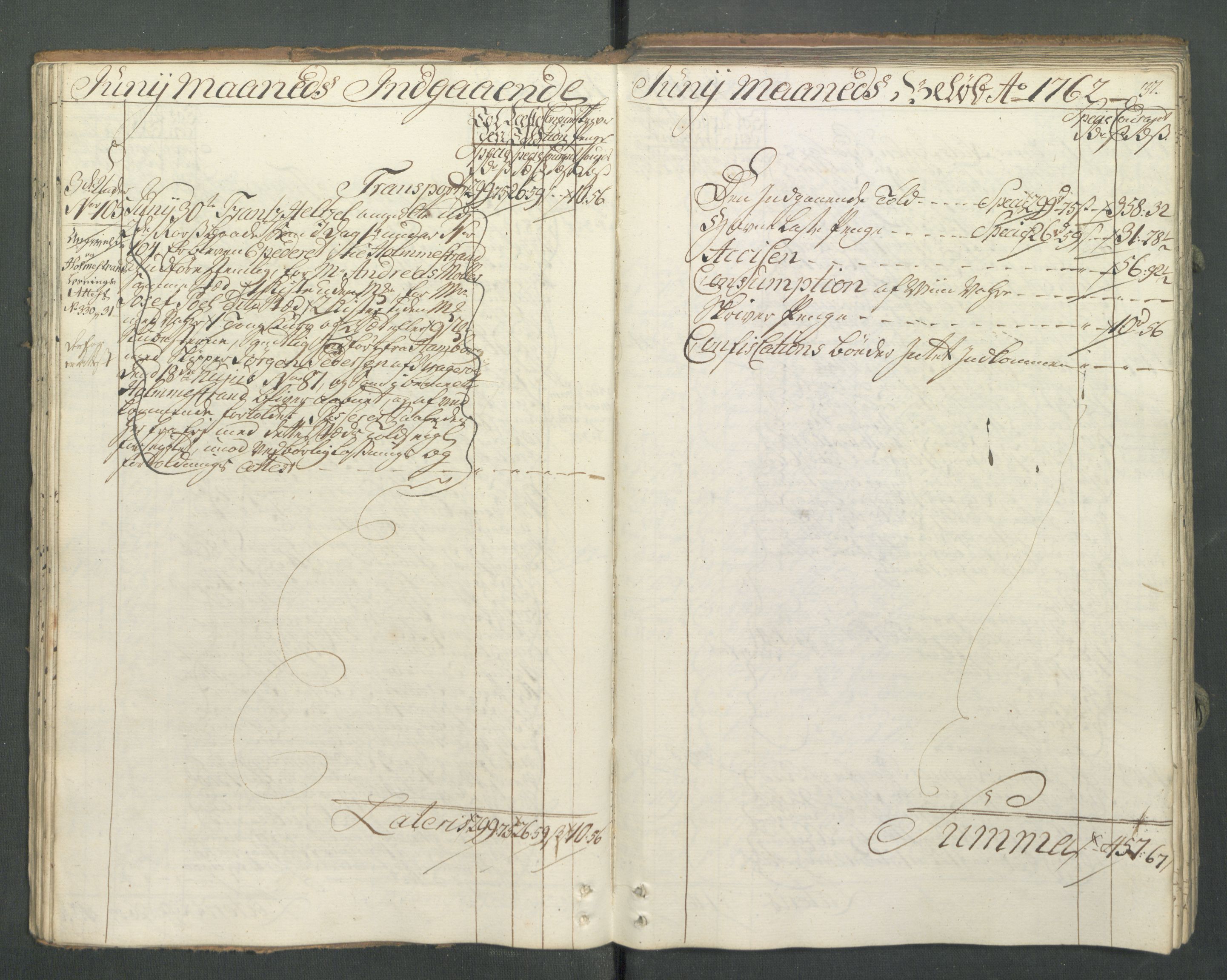 Generaltollkammeret, tollregnskaper, AV/RA-EA-5490/R13/L0032/0001: Tollregnskaper Kragerø / Inngående hovedtollbok, 1762, p. 36b-37a