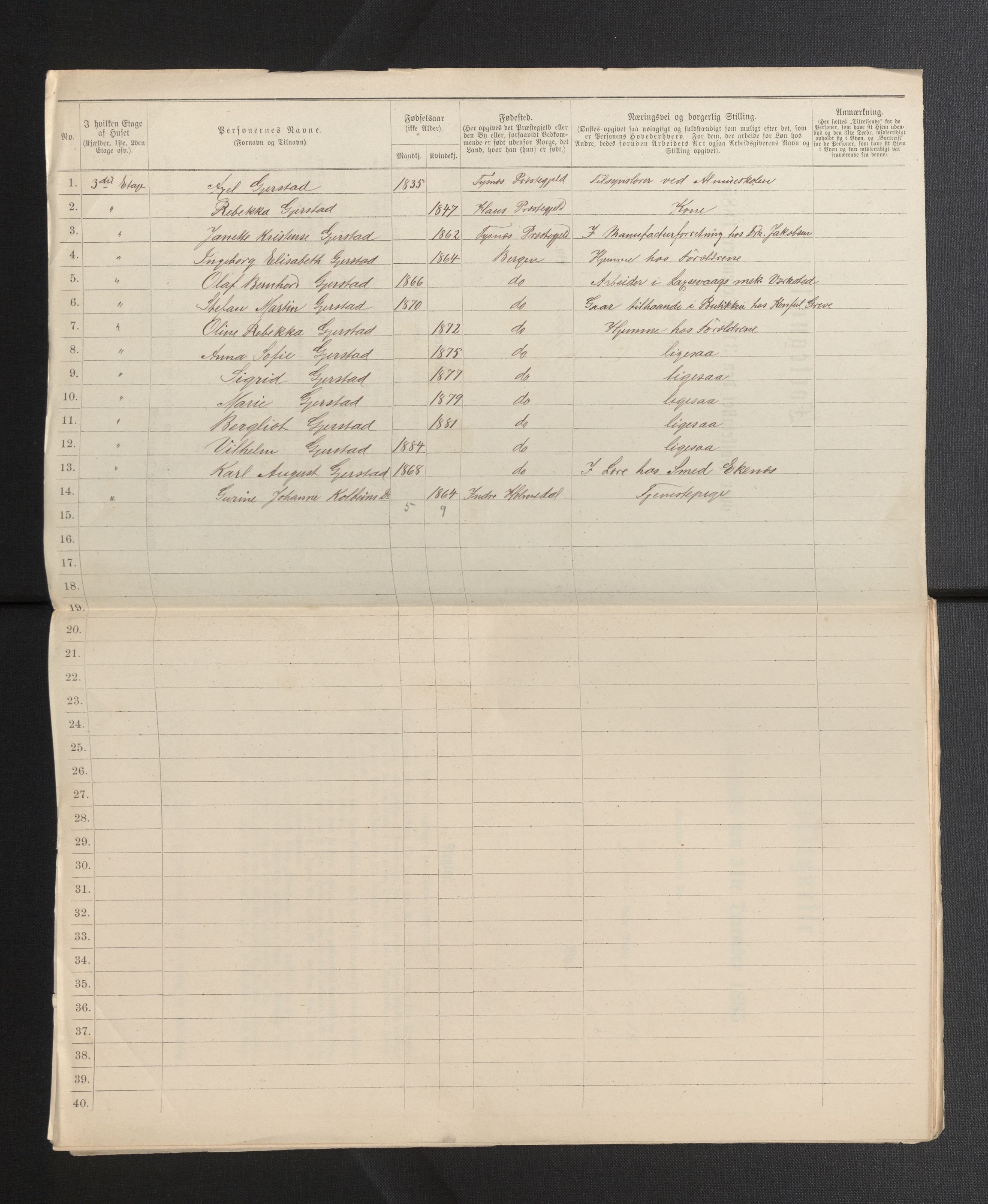 SAB, 1885 census for 1301 Bergen, 1885, p. 8102