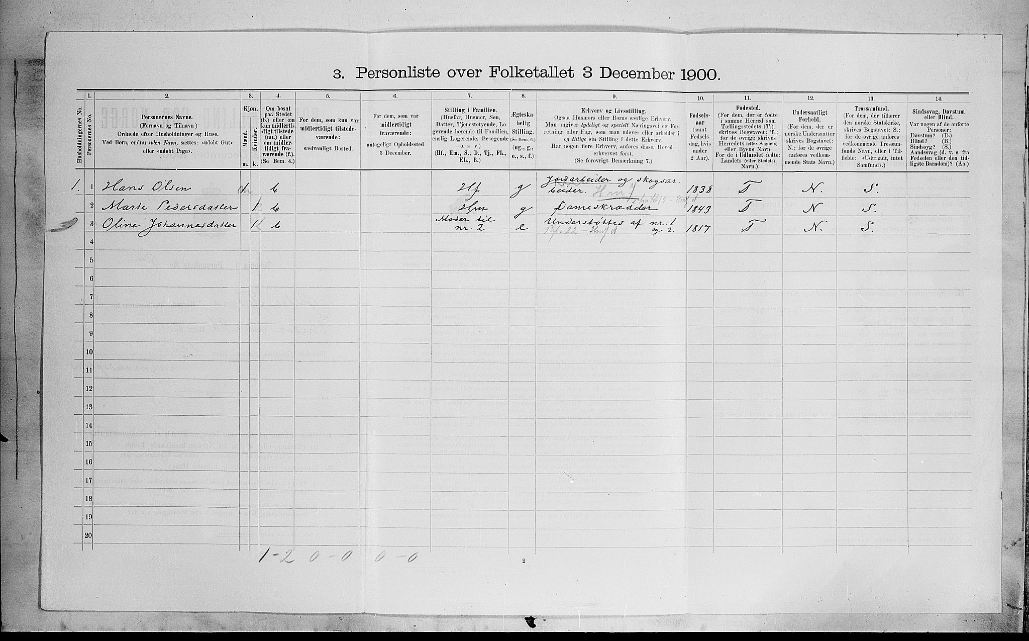 SAH, 1900 census for Østre Toten, 1900, p. 2197