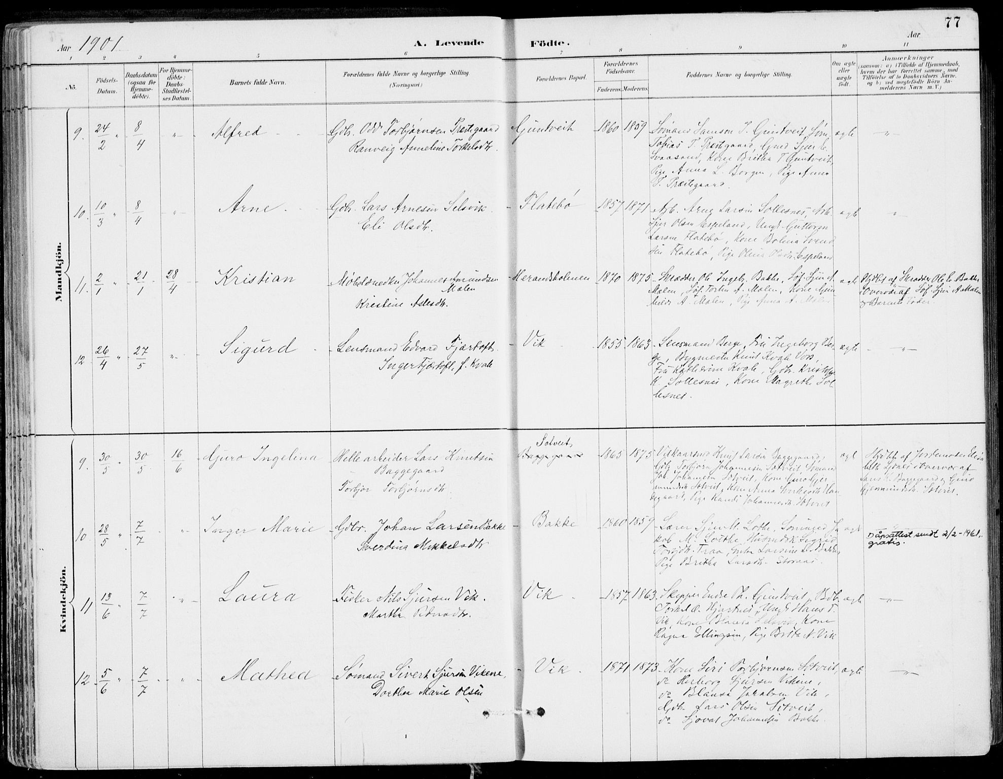 Strandebarm sokneprestembete, AV/SAB-A-78401/H/Haa: Parish register (official) no. E  1, 1886-1908, p. 77