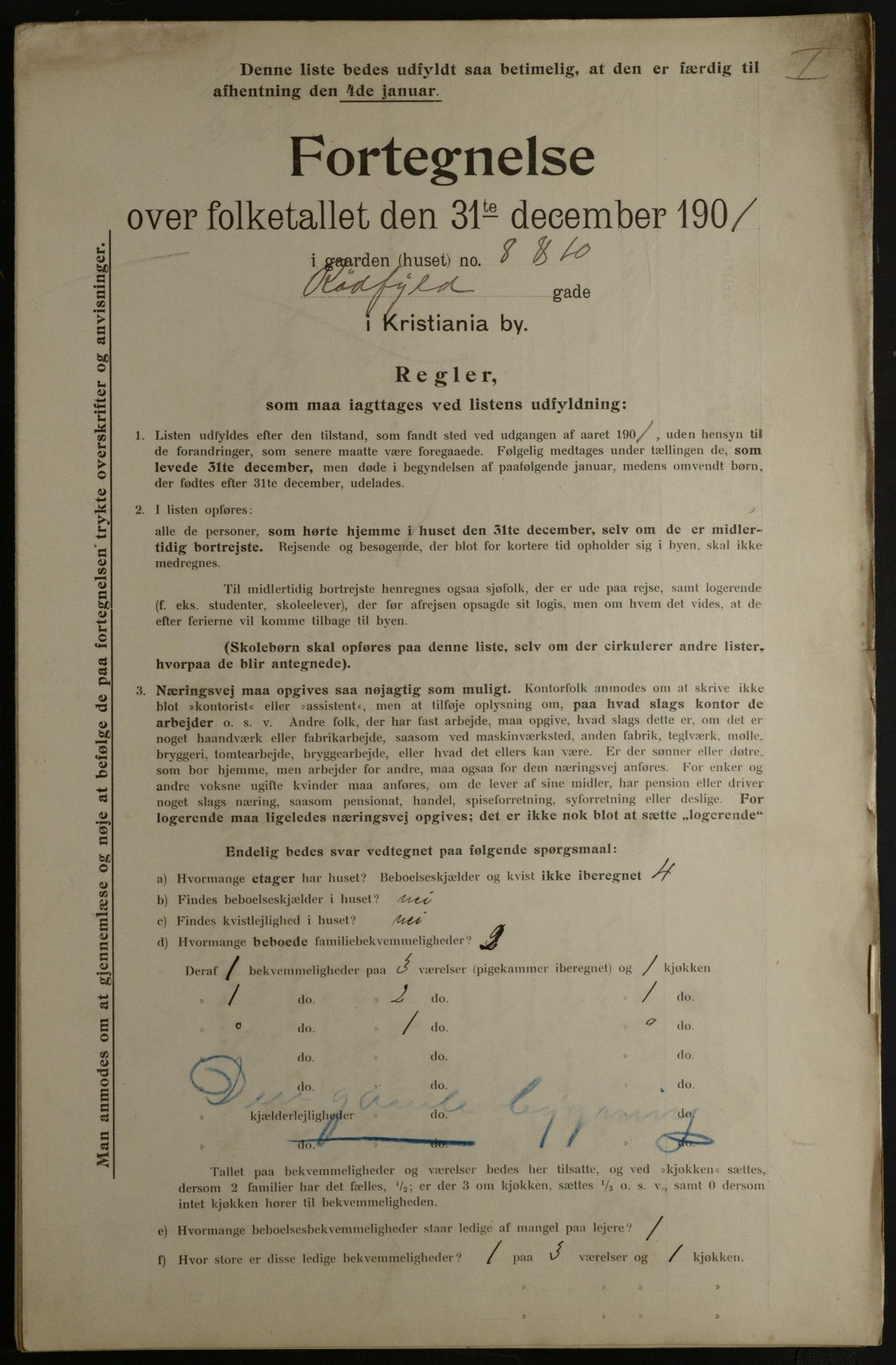 OBA, Municipal Census 1901 for Kristiania, 1901, p. 13173