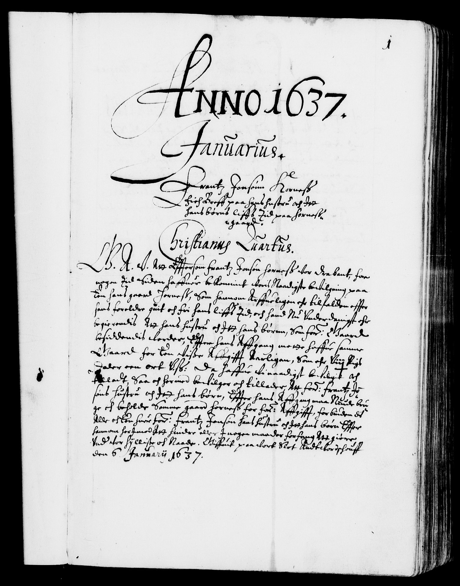 Danske Kanselli 1572-1799, RA/EA-3023/F/Fc/Fca/Fcaa/L0006: Norske registre (mikrofilm), 1637-1642, p. 1a