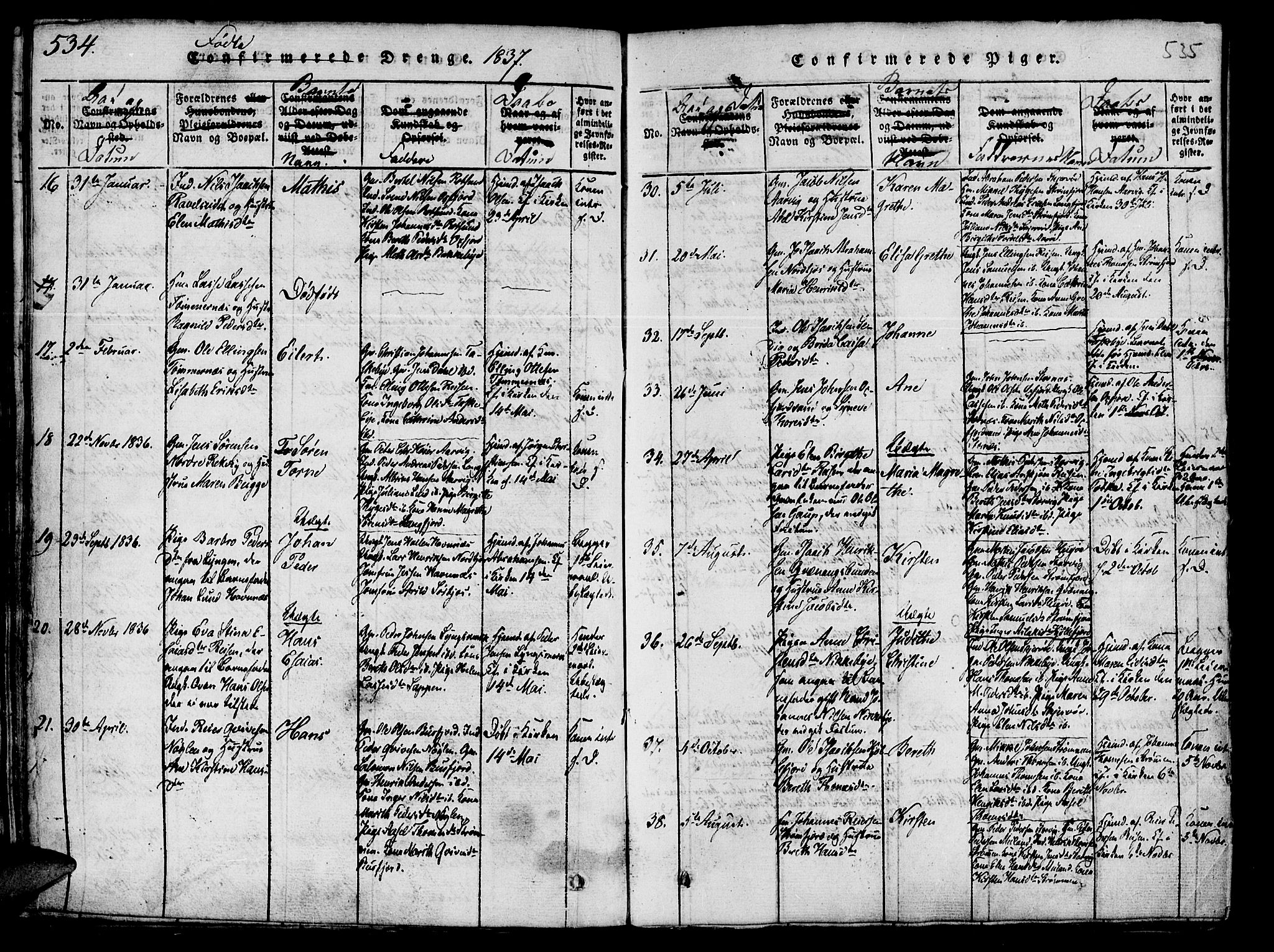 Skjervøy sokneprestkontor, AV/SATØ-S-1300/H/Ha/Haa/L0004kirke: Parish register (official) no. 4, 1820-1838, p. 534-535