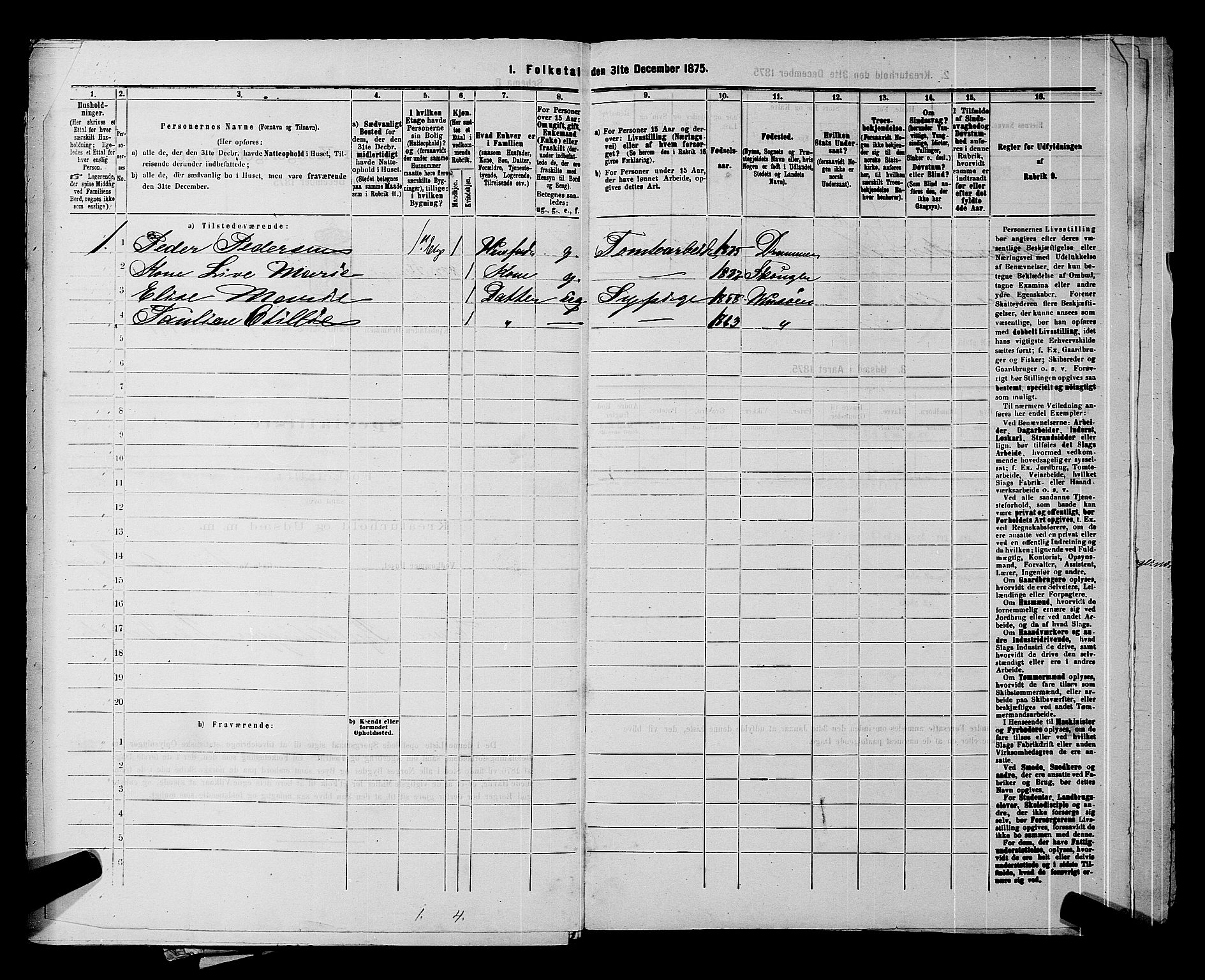 SAKO, 1875 census for 0602 Drammen, 1875, p. 167