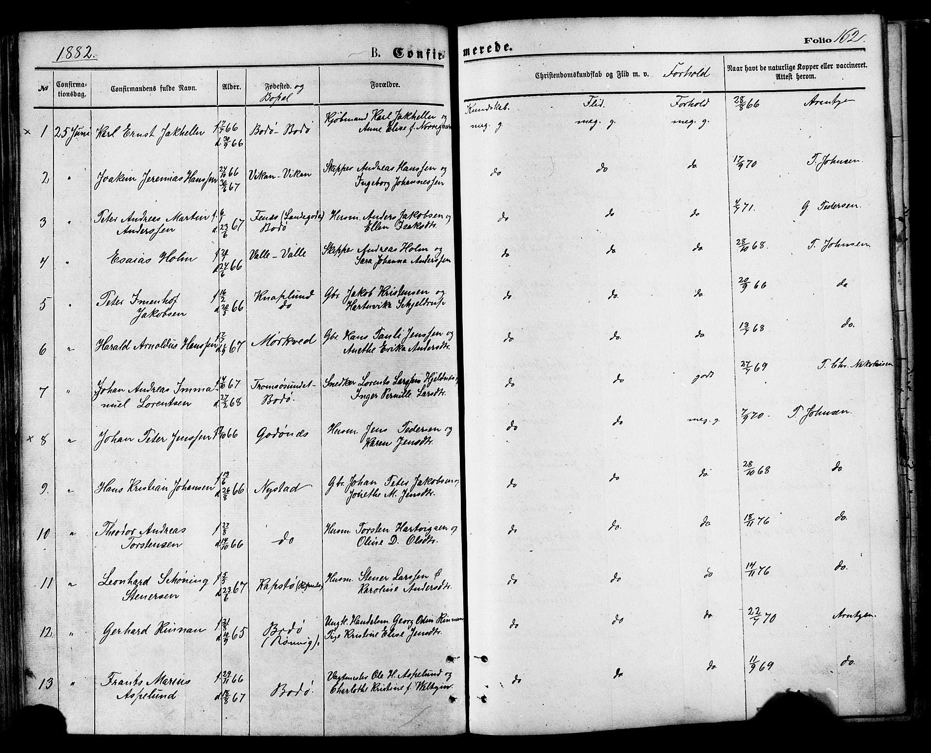 Ministerialprotokoller, klokkerbøker og fødselsregistre - Nordland, SAT/A-1459/801/L0009: Parish register (official) no. 801A09, 1876-1883, p. 162