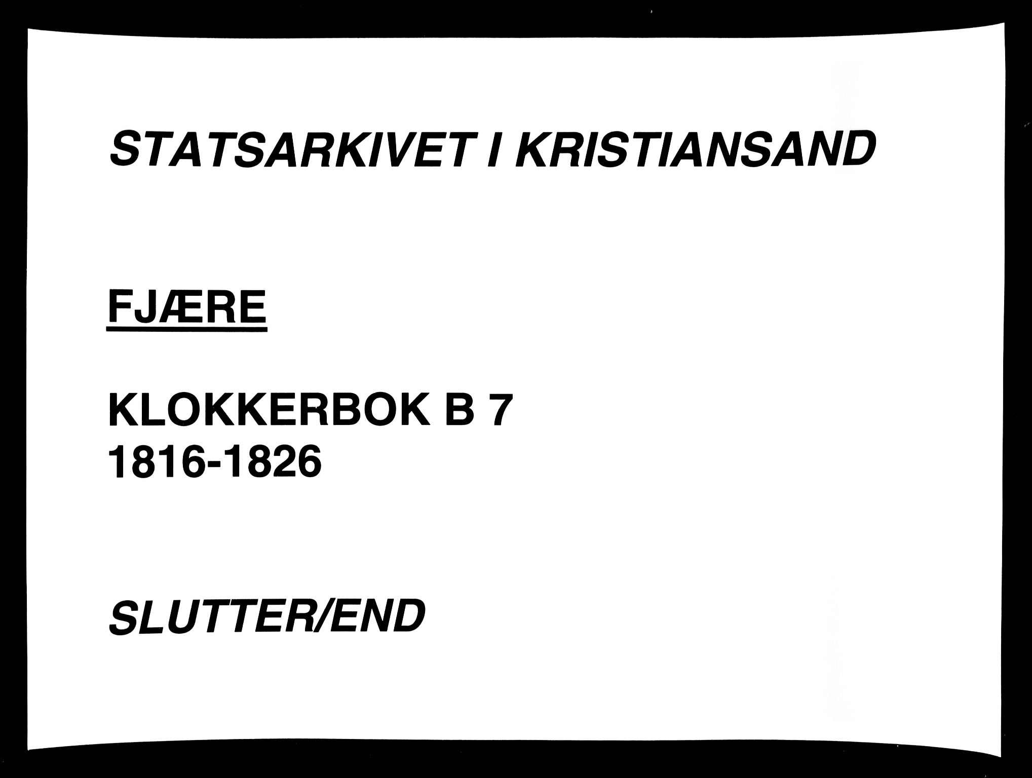 Fjære sokneprestkontor, SAK/1111-0011/F/Fb/L0007: Parish register (copy) no. B 7, 1816-1826