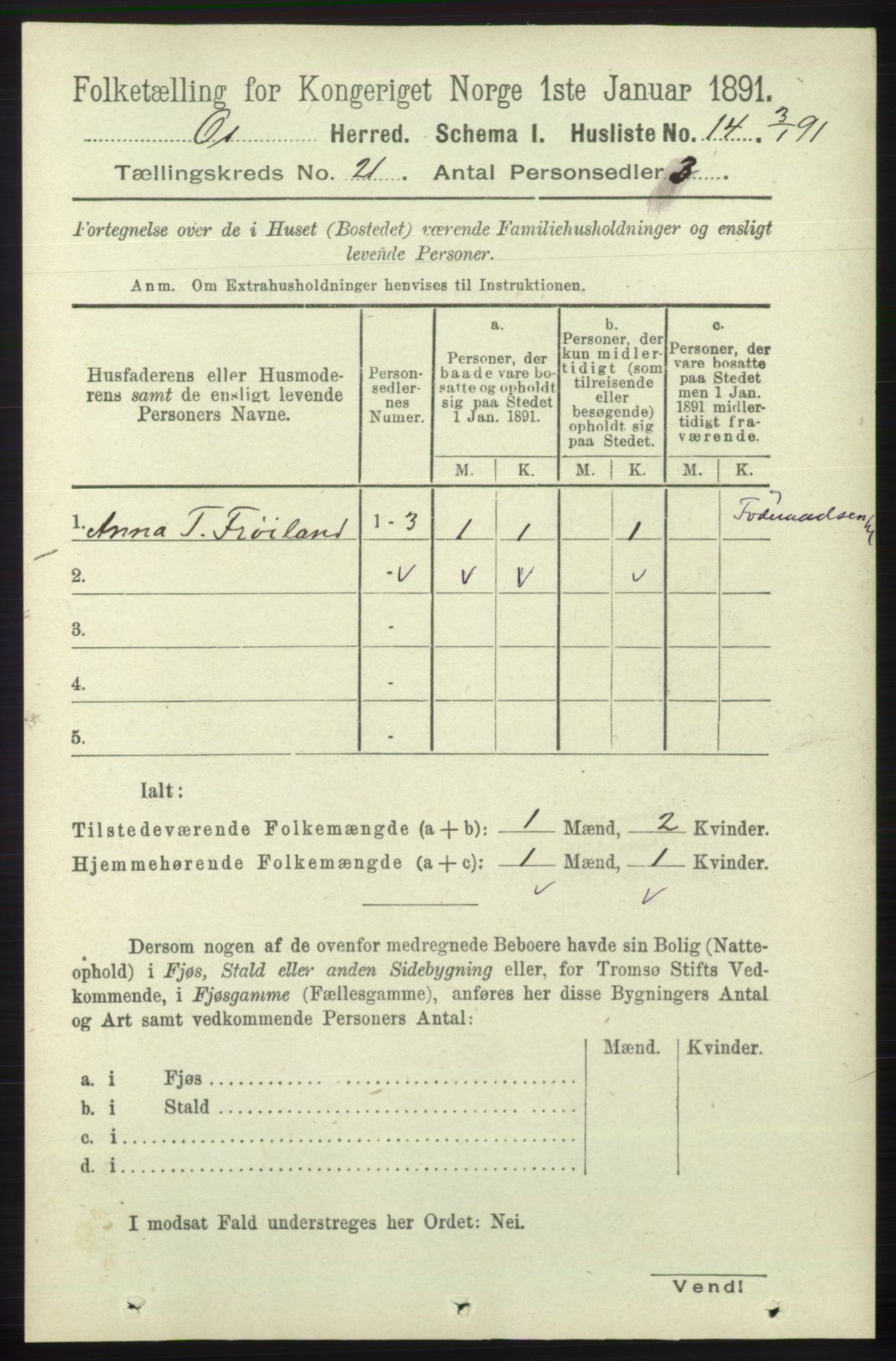 RA, 1891 census for 1243 Os, 1891, p. 4831