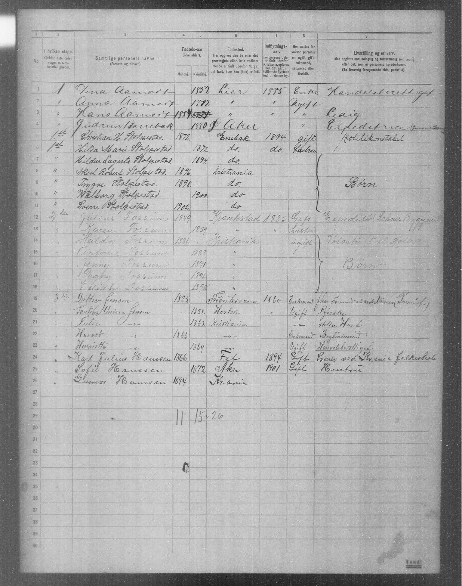 OBA, Municipal Census 1904 for Kristiania, 1904, p. 9676