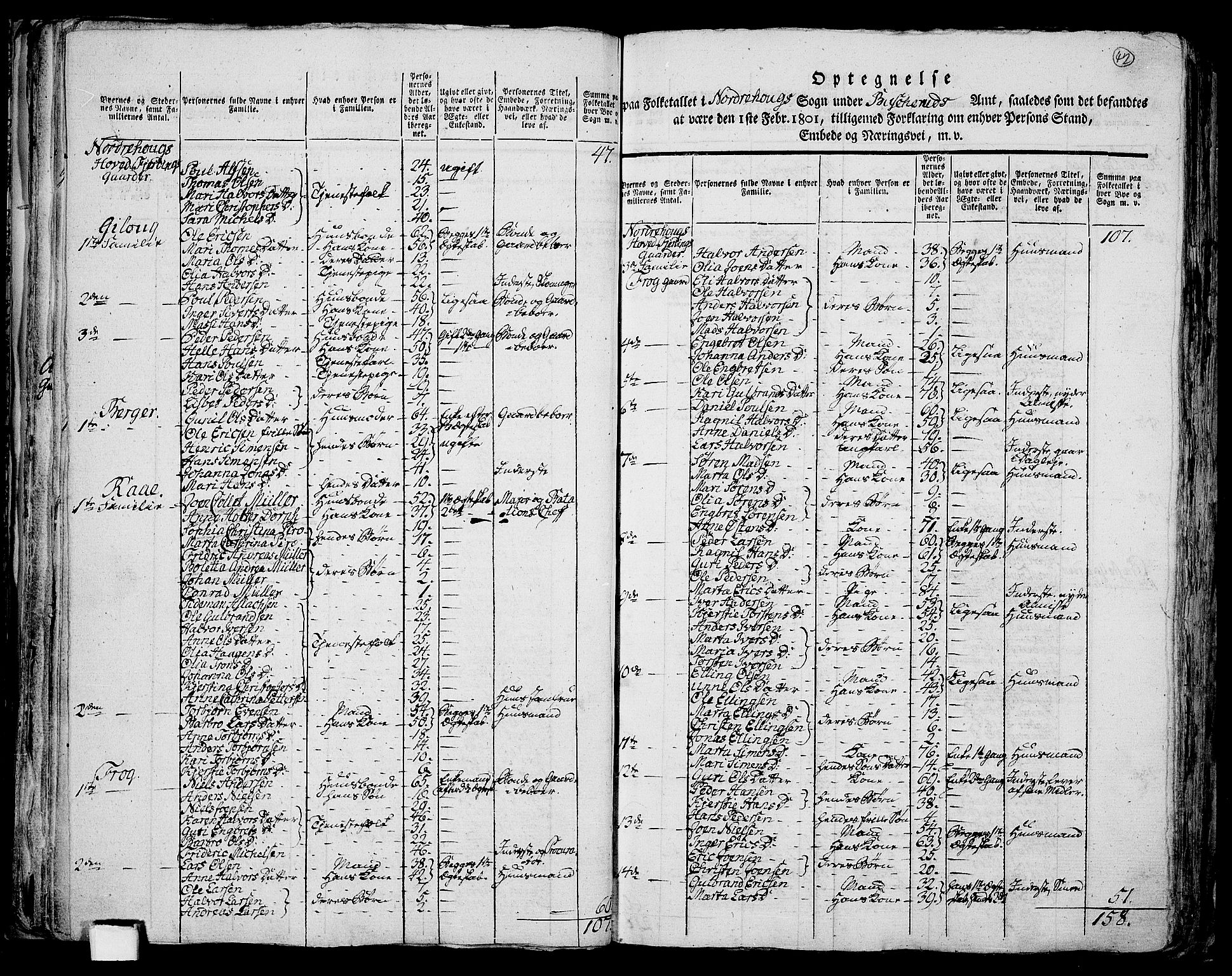 RA, 1801 census for 0613P Norderhov, 1801, p. 41b-42a
