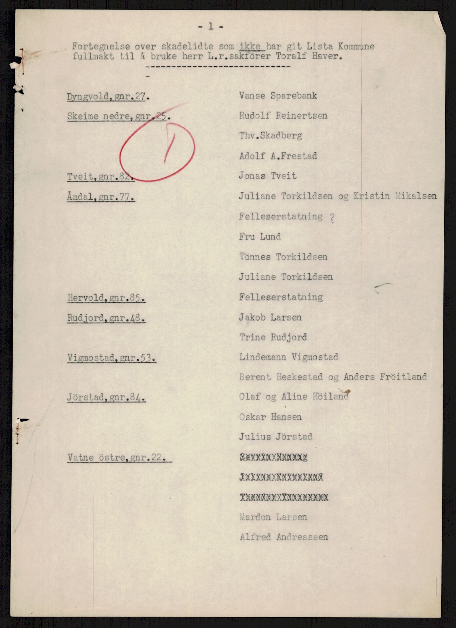 Forsvarsdepartementet, 10. kontor / Oppgjørskontoret, AV/RA-RAFA-1225/D/Db/L0178: Lista oppgjørskontor, 1941-1947, p. 1026