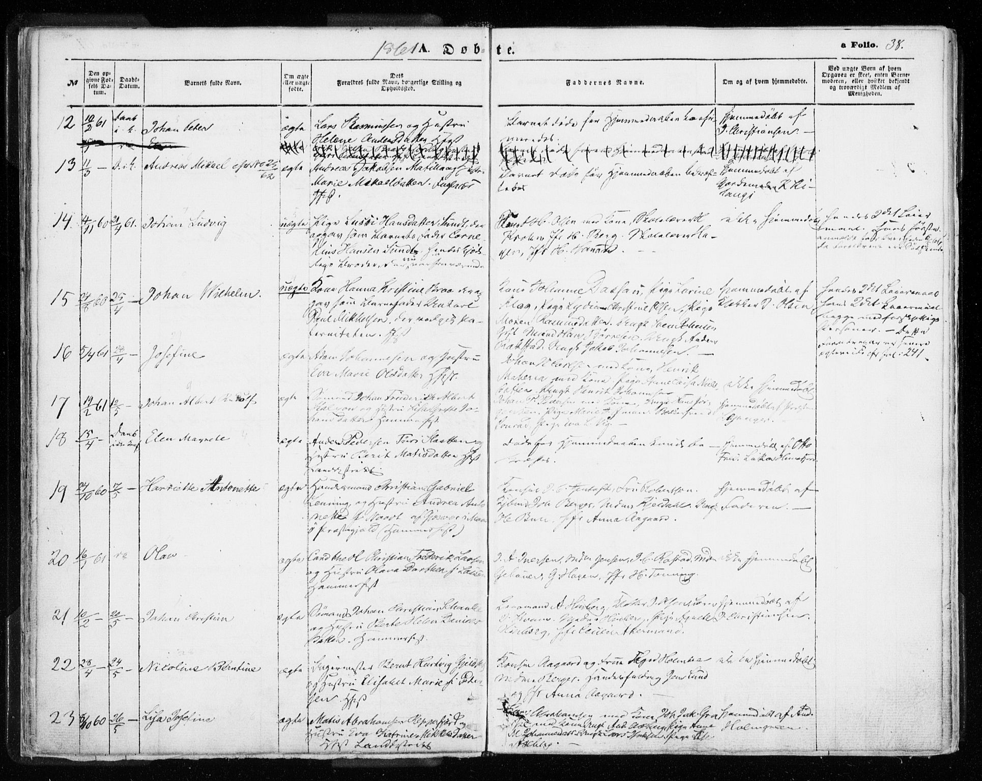 Hammerfest sokneprestkontor, SATØ/S-1347/H/Ha/L0005.kirke: Parish register (official) no. 5, 1857-1869, p. 38