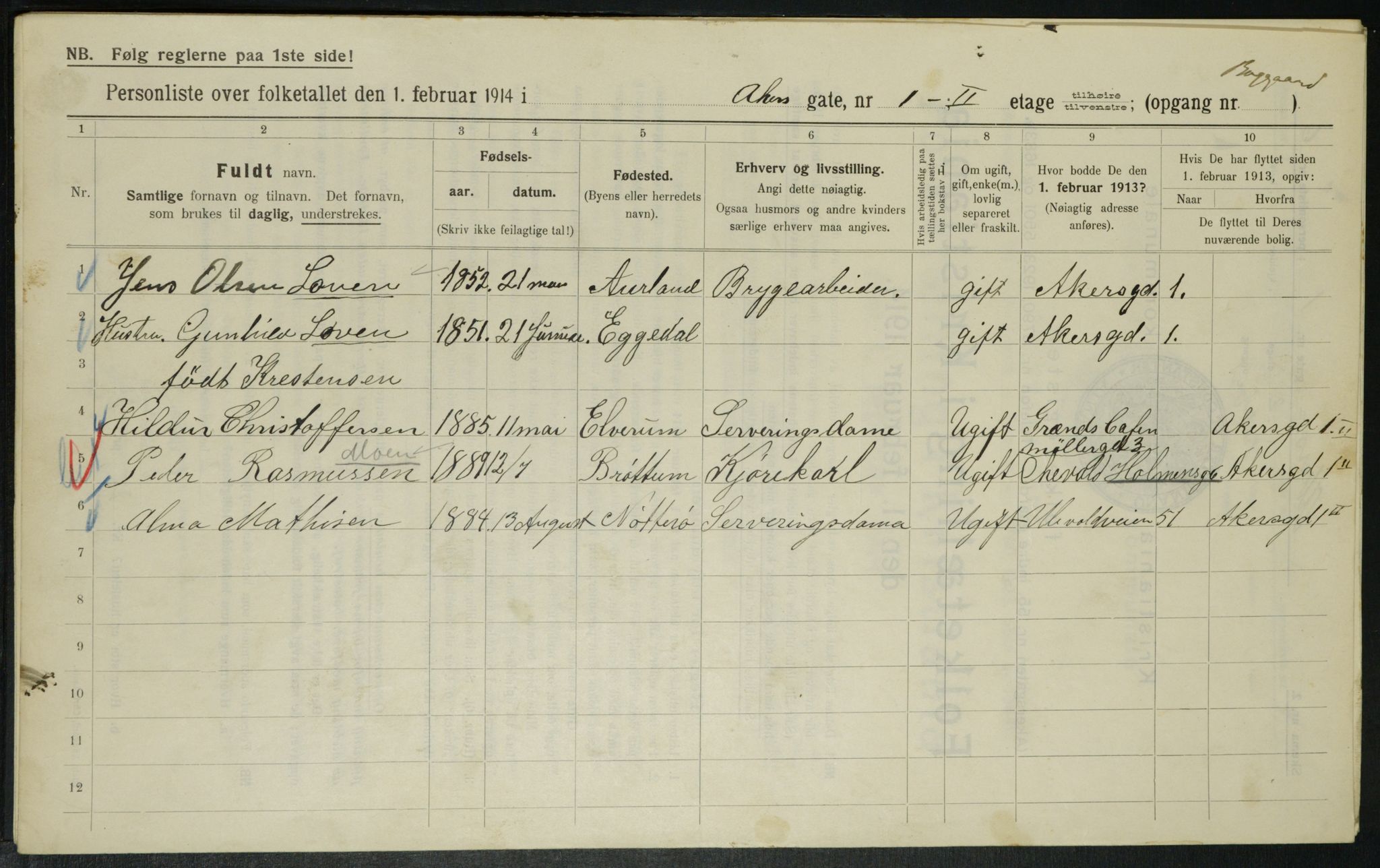 OBA, Municipal Census 1914 for Kristiania, 1914, p. 315