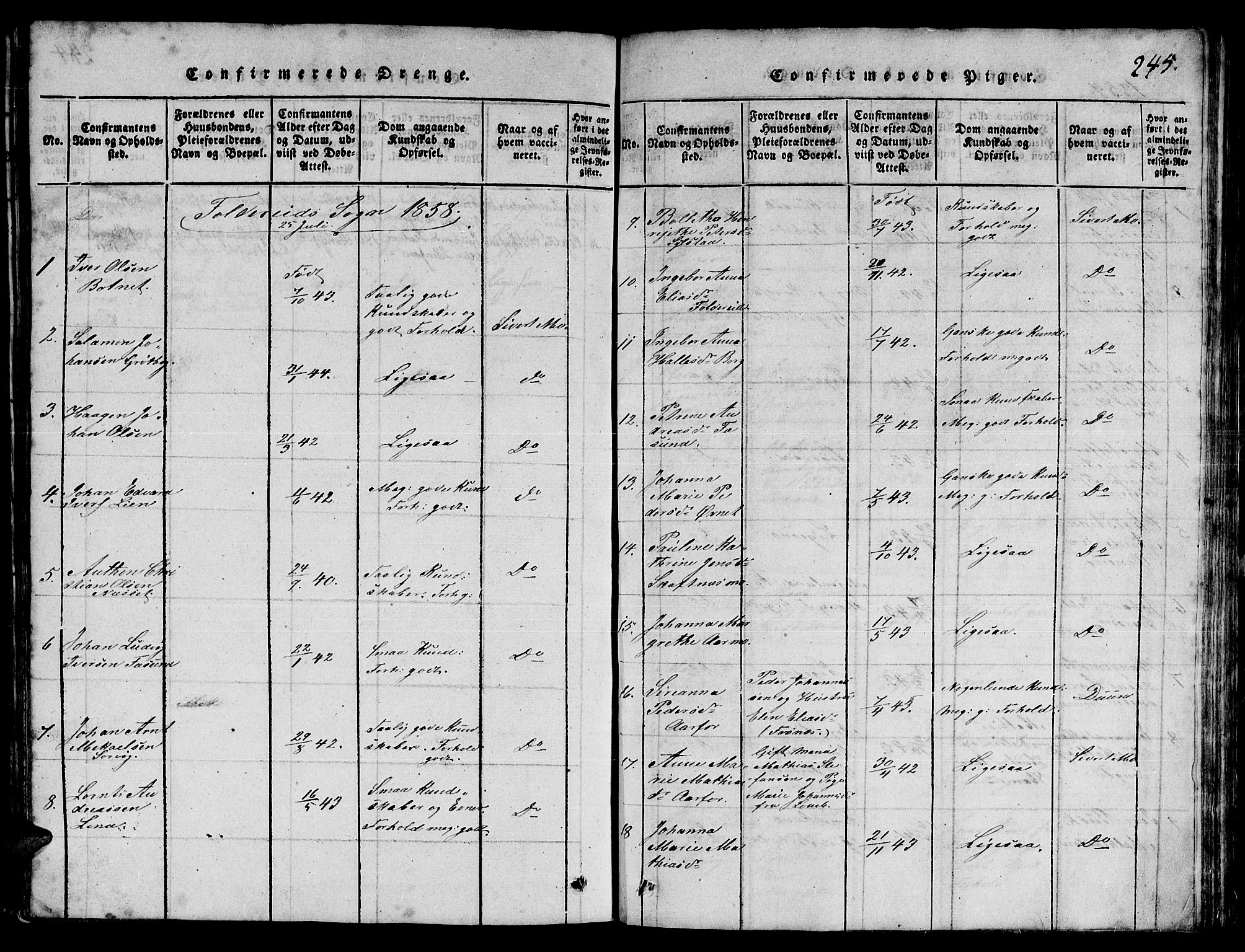 Ministerialprotokoller, klokkerbøker og fødselsregistre - Nord-Trøndelag, AV/SAT-A-1458/780/L0648: Parish register (copy) no. 780C01 /3, 1815-1877, p. 245