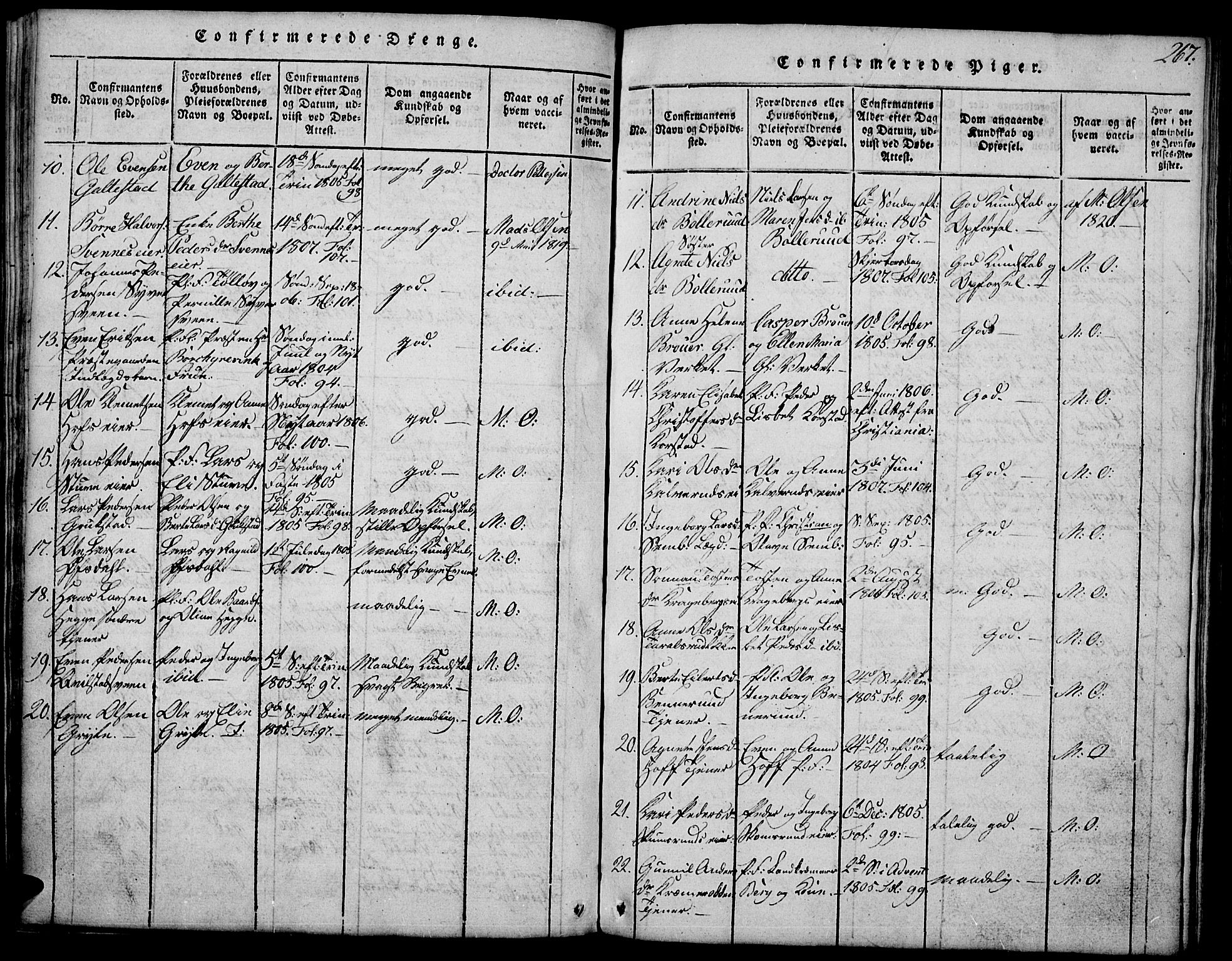 Biri prestekontor, SAH/PREST-096/H/Ha/Hab/L0001: Parish register (copy) no. 1, 1814-1828, p. 267