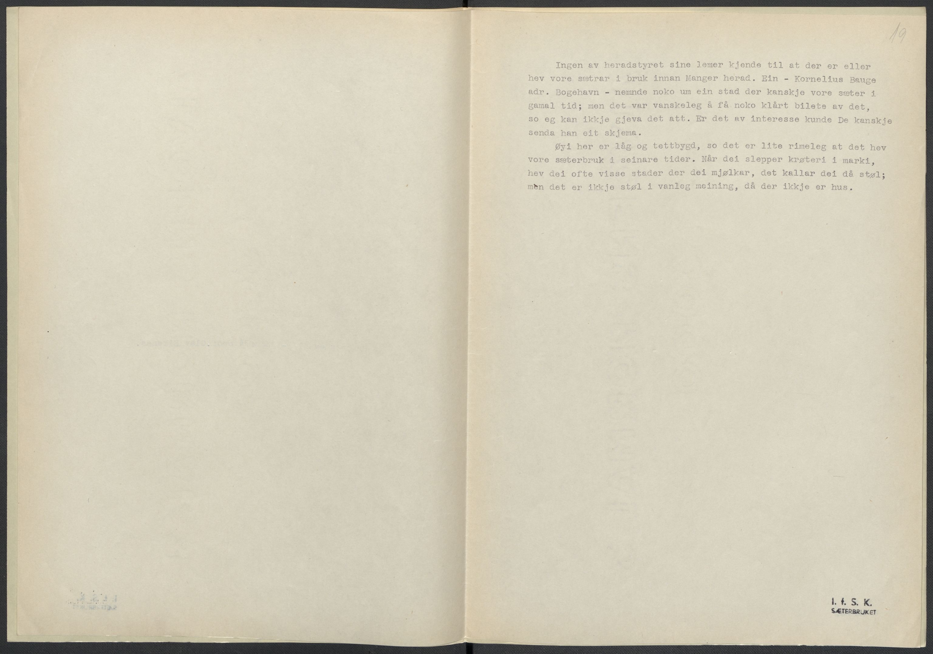 Instituttet for sammenlignende kulturforskning, RA/PA-0424/F/Fc/L0010/0002: Eske B10: / Hordaland (perm XXVI), 1932-1935, p. 19