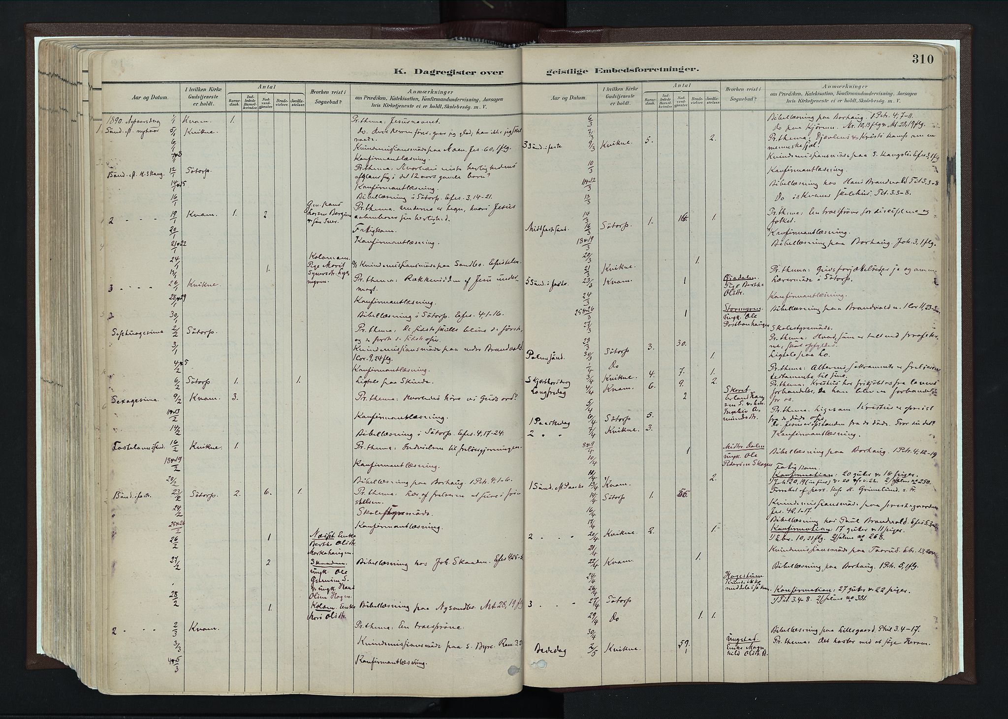 Nord-Fron prestekontor, SAH/PREST-080/H/Ha/Haa/L0004: Parish register (official) no. 4, 1884-1914, p. 310
