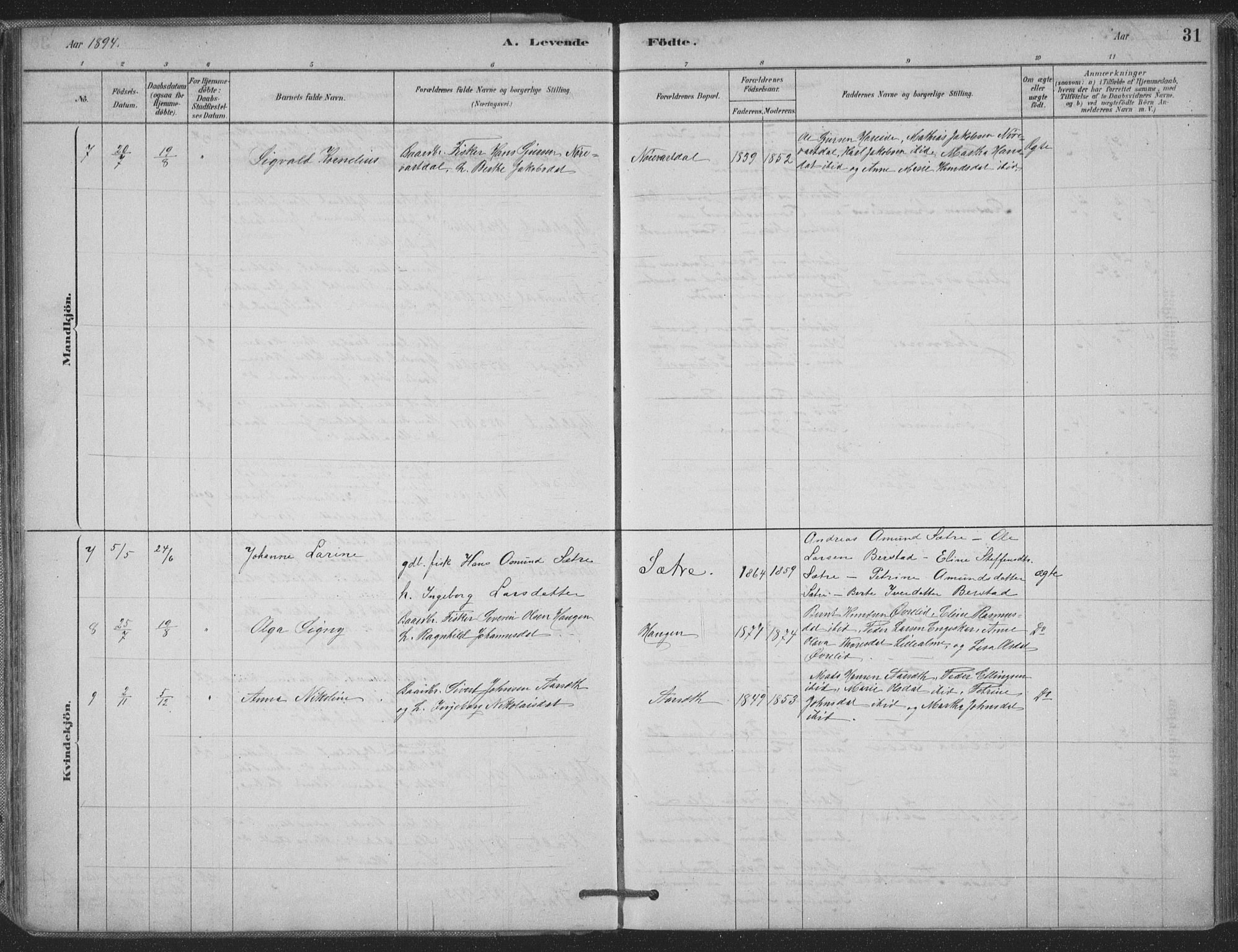 Ministerialprotokoller, klokkerbøker og fødselsregistre - Møre og Romsdal, AV/SAT-A-1454/514/L0199: Parish register (official) no. 514A01, 1878-1912, p. 31