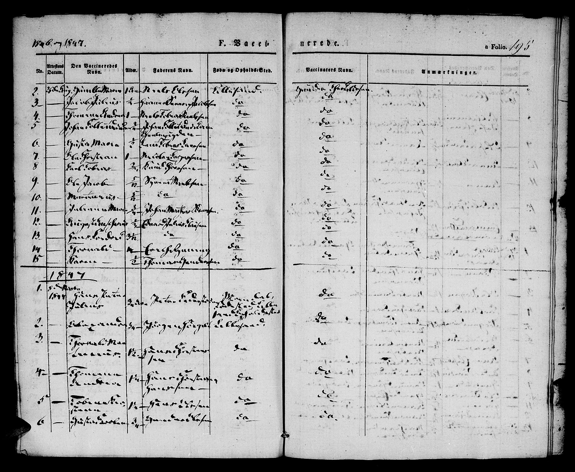 Vestre Moland sokneprestkontor, AV/SAK-1111-0046/F/Fa/Fab/L0005: Parish register (official) no. A 5, 1841-1849, p. 195