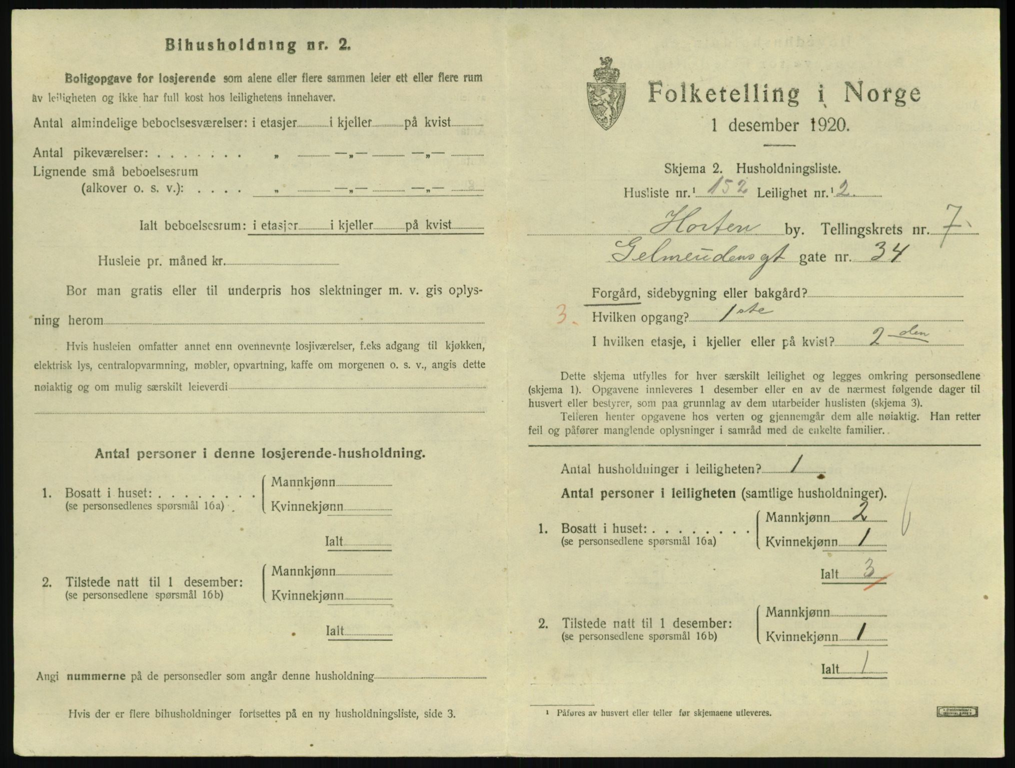 SAKO, 1920 census for Horten, 1920, p. 7743